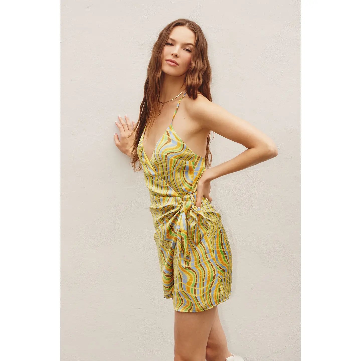 Disco Animal Faux Wrap Mini Dress