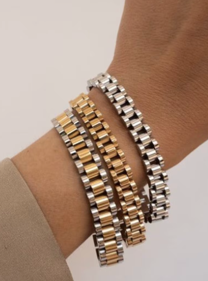 HoopLa -  Watch Band Link Bracelet, Bangle.  Steel Rol-X