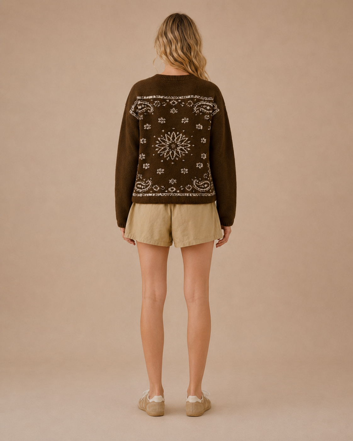 SPICE ALLEY - SA10162T - Western Bandana Jacquard Crewneck Sweater