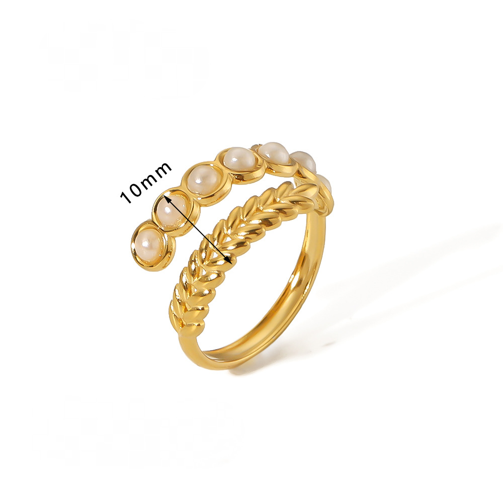Mio Queena - 18K Gold-plated Stainless Steel Inlaid Stone Rings - FGS/CS