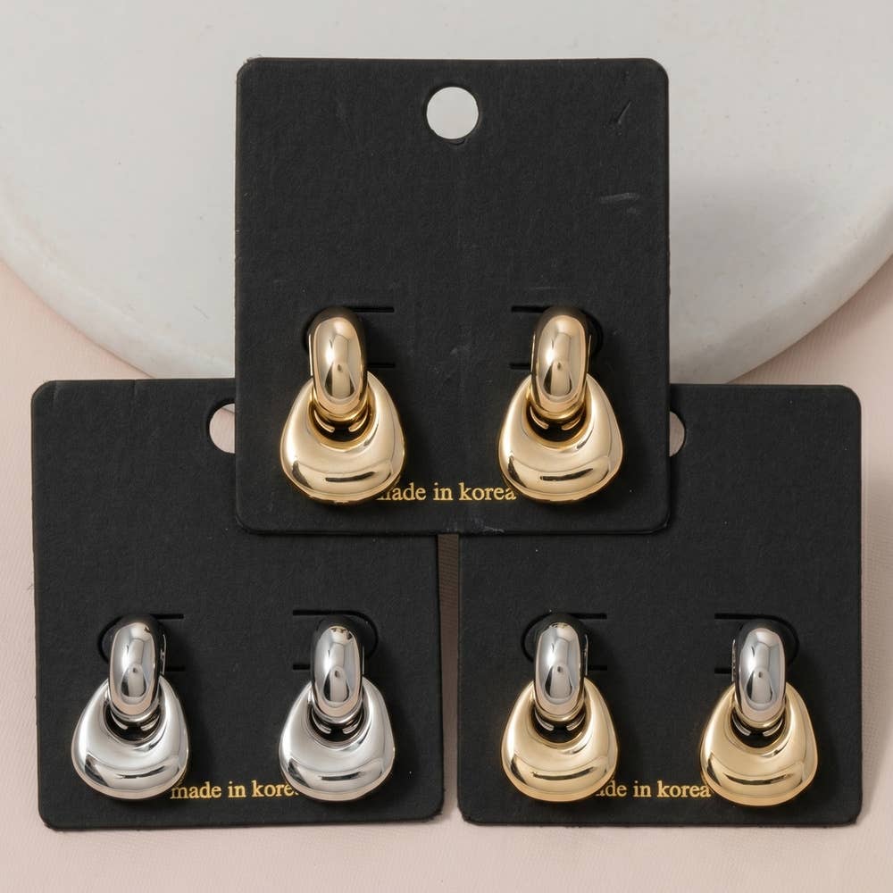 Fame Accessories - Chunky Puffy Doorknocker Drop Earrings