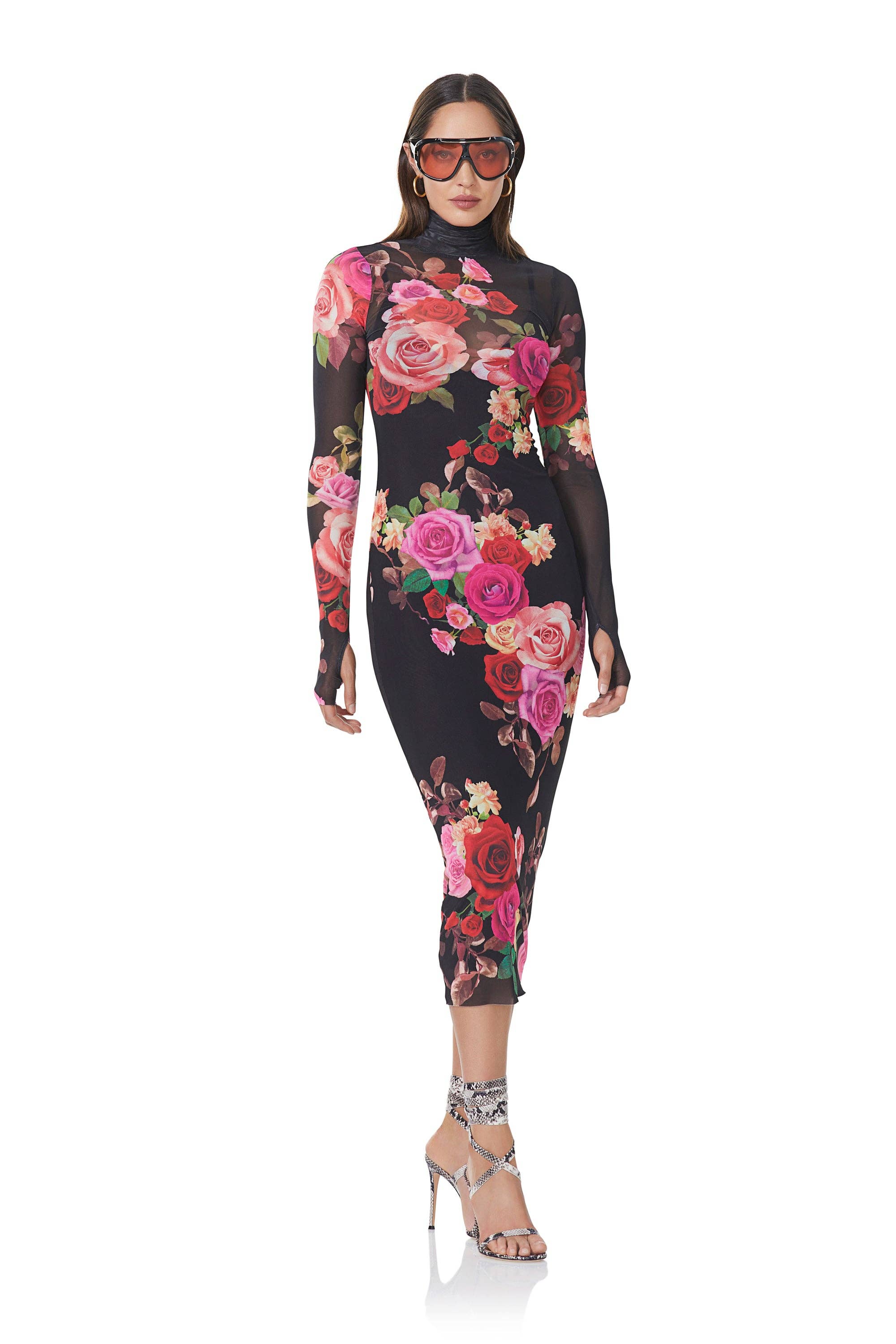 AFRM - Shailene Dress - Noir Rose Swirl