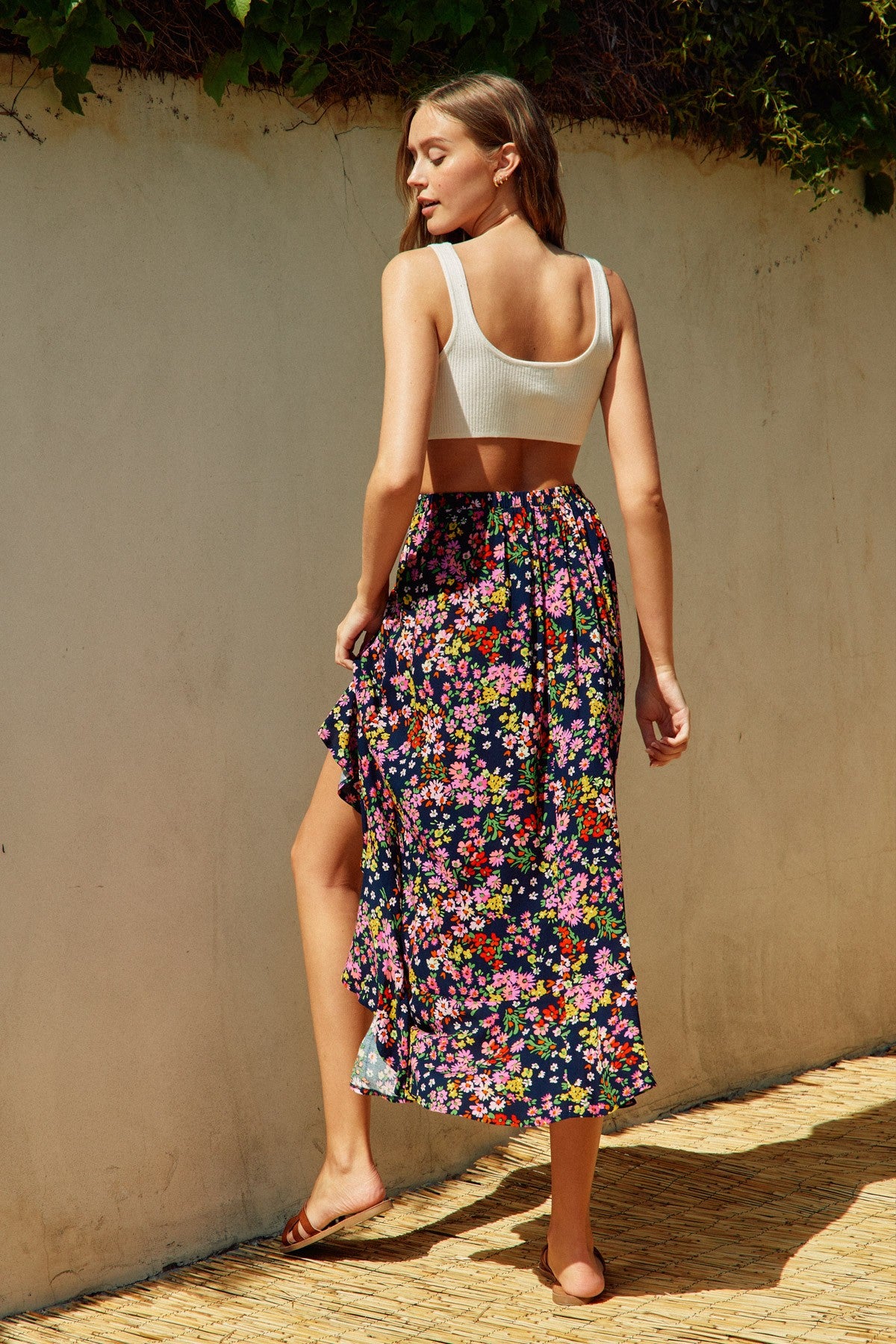 Full Bloom High Low Ruffled Hem Skirt