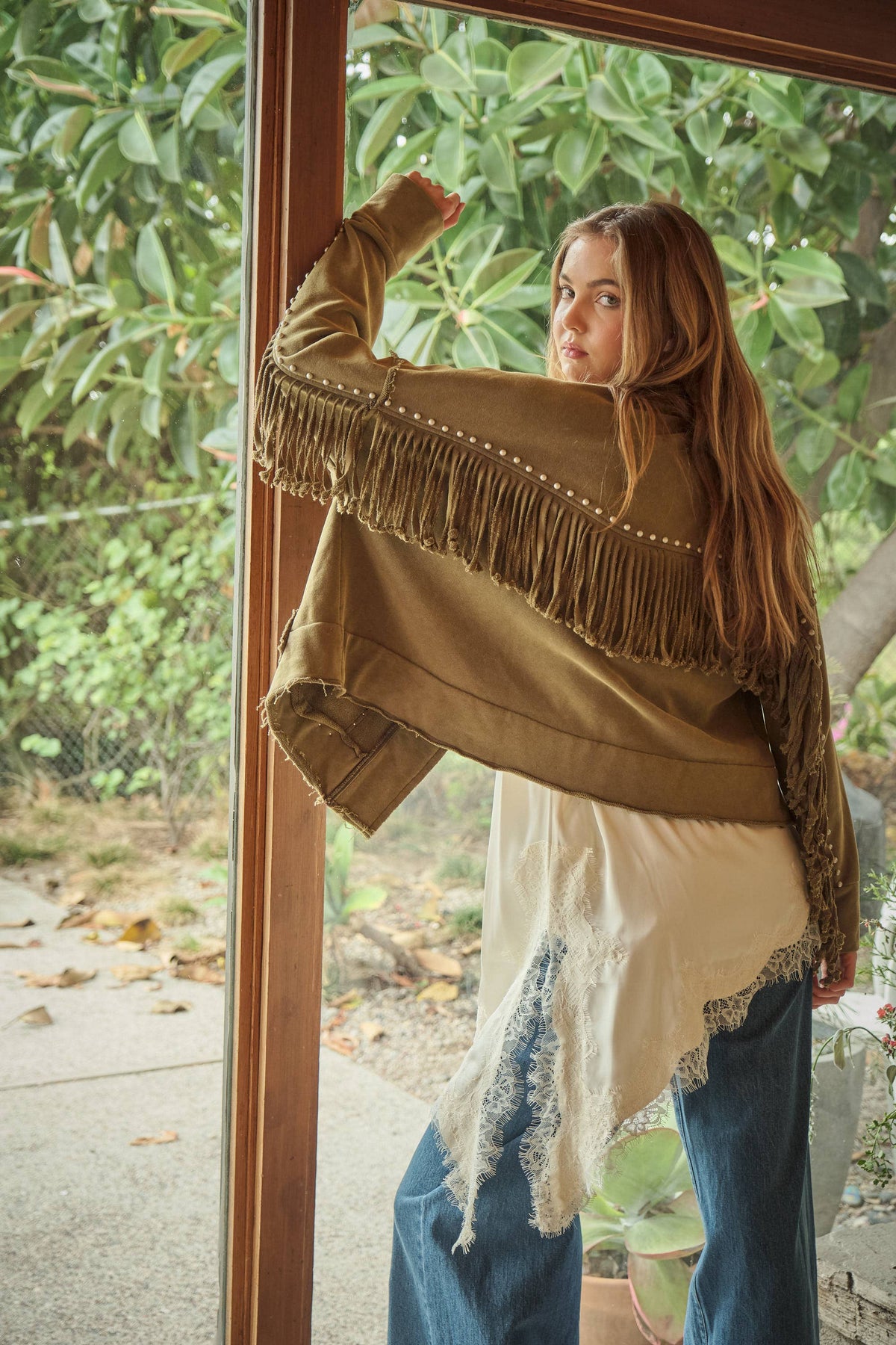 Blue B - 33625J Washed French Terry Fringe Cardigan