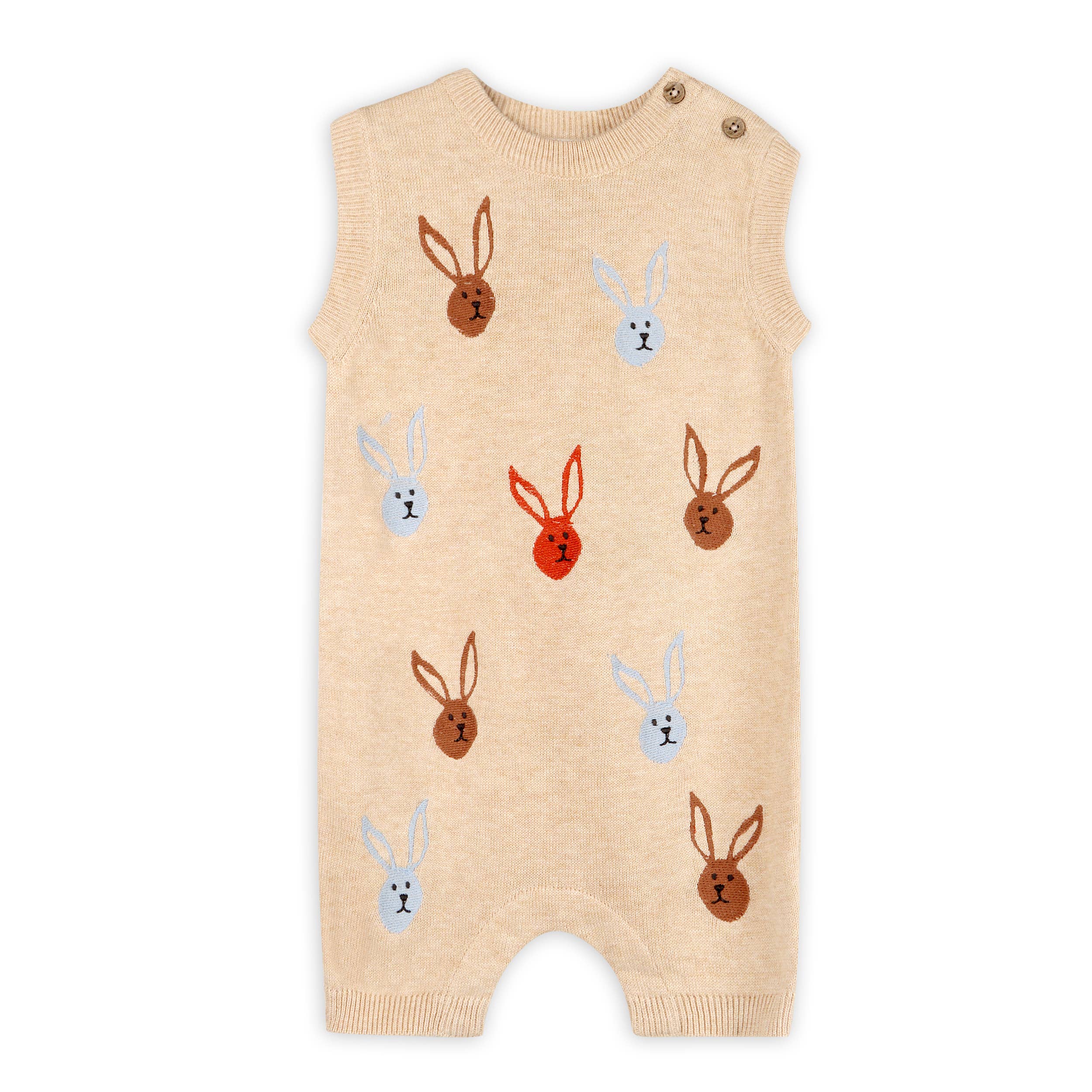 Viverano Organics - Bunny Rabbit Embroidered Sweater Knit Baby Romper