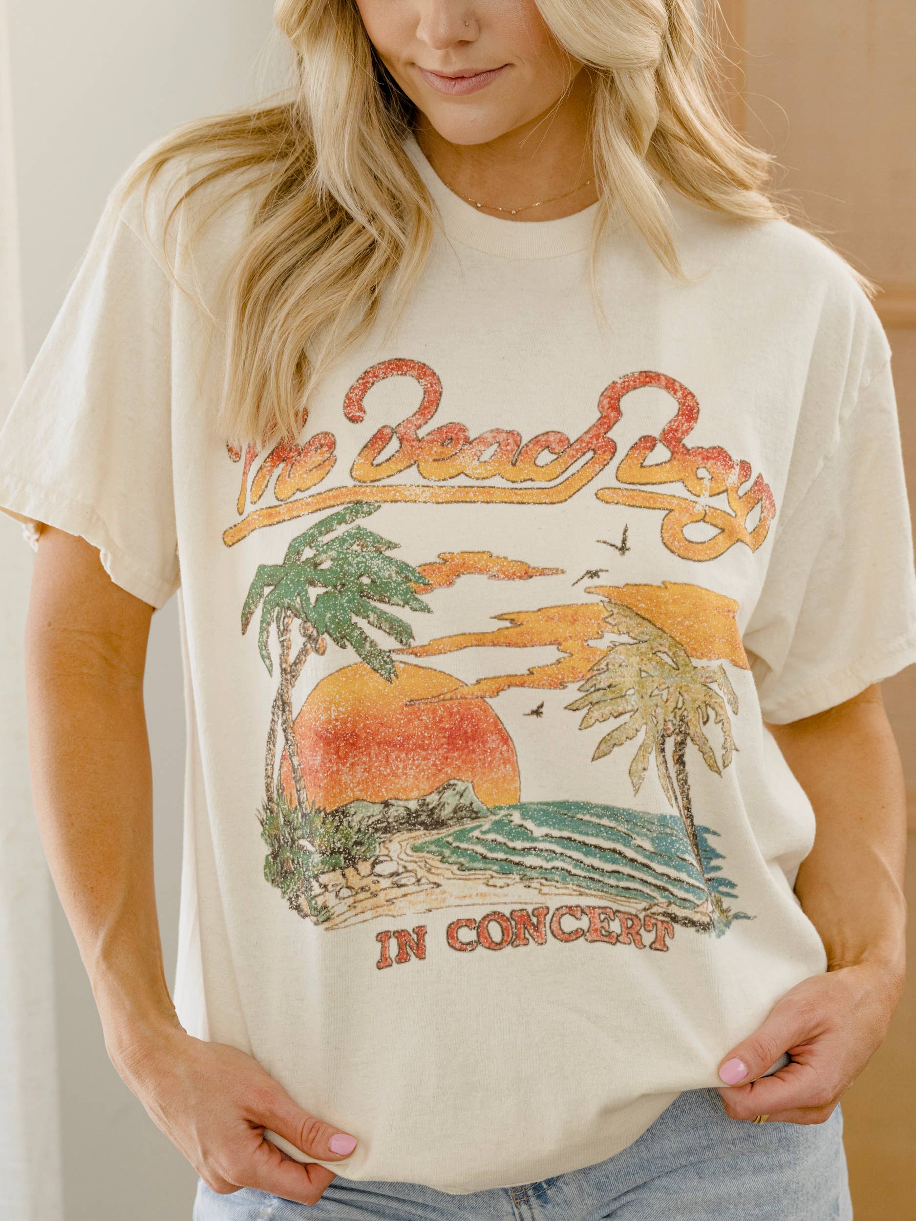 LivyLu - The Beach Boys In Concert Off White Thrifted Graphic Tee