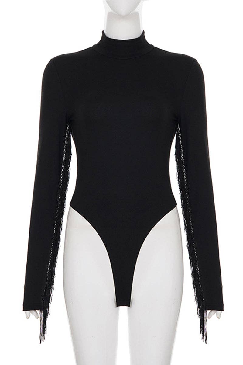 Soli Echo - Fringe Detail High Neck Bodysuit