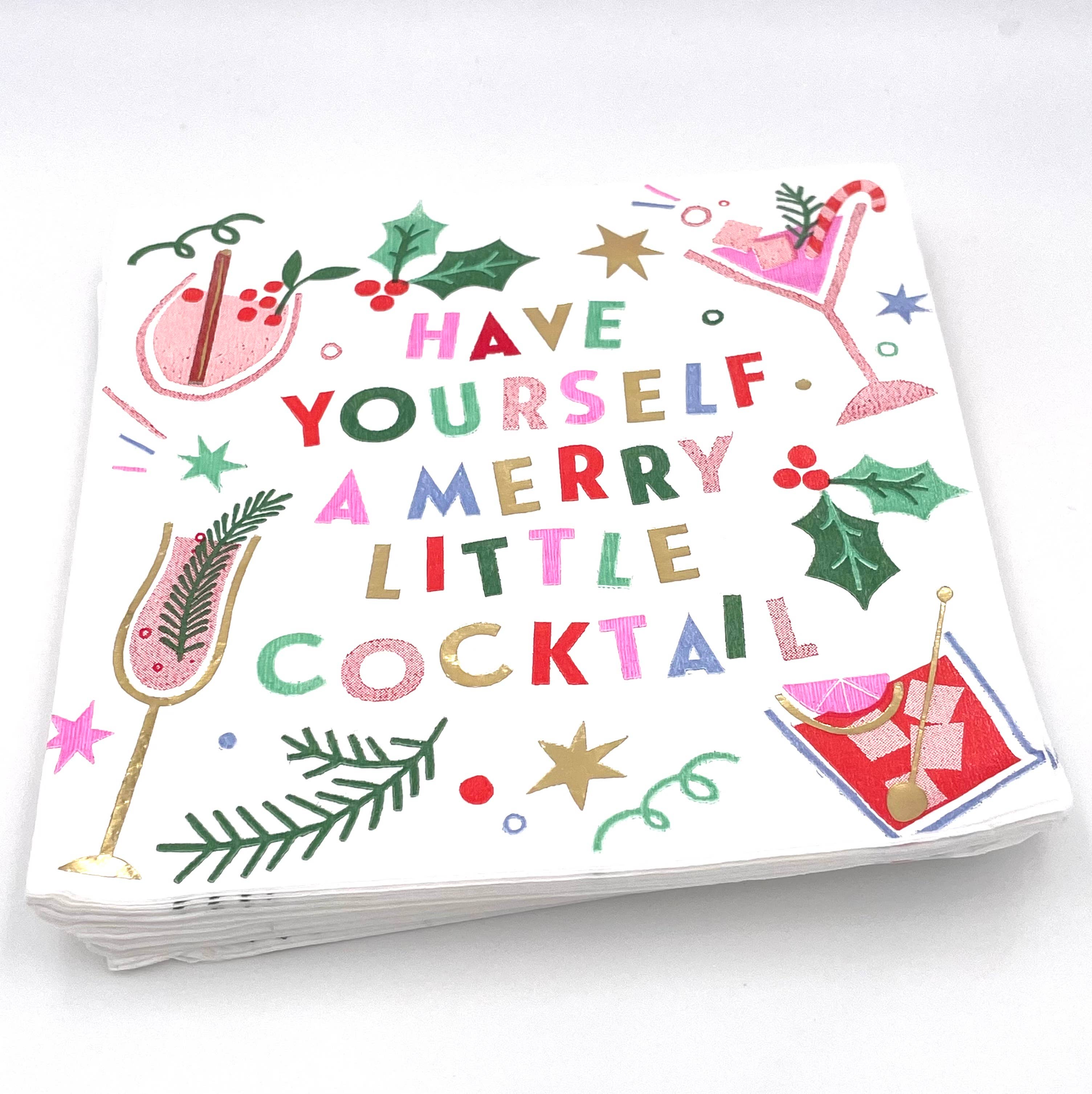 soiree-sisters - Christmas Napkins | Merry Little Cocktail - Foil - 20ct