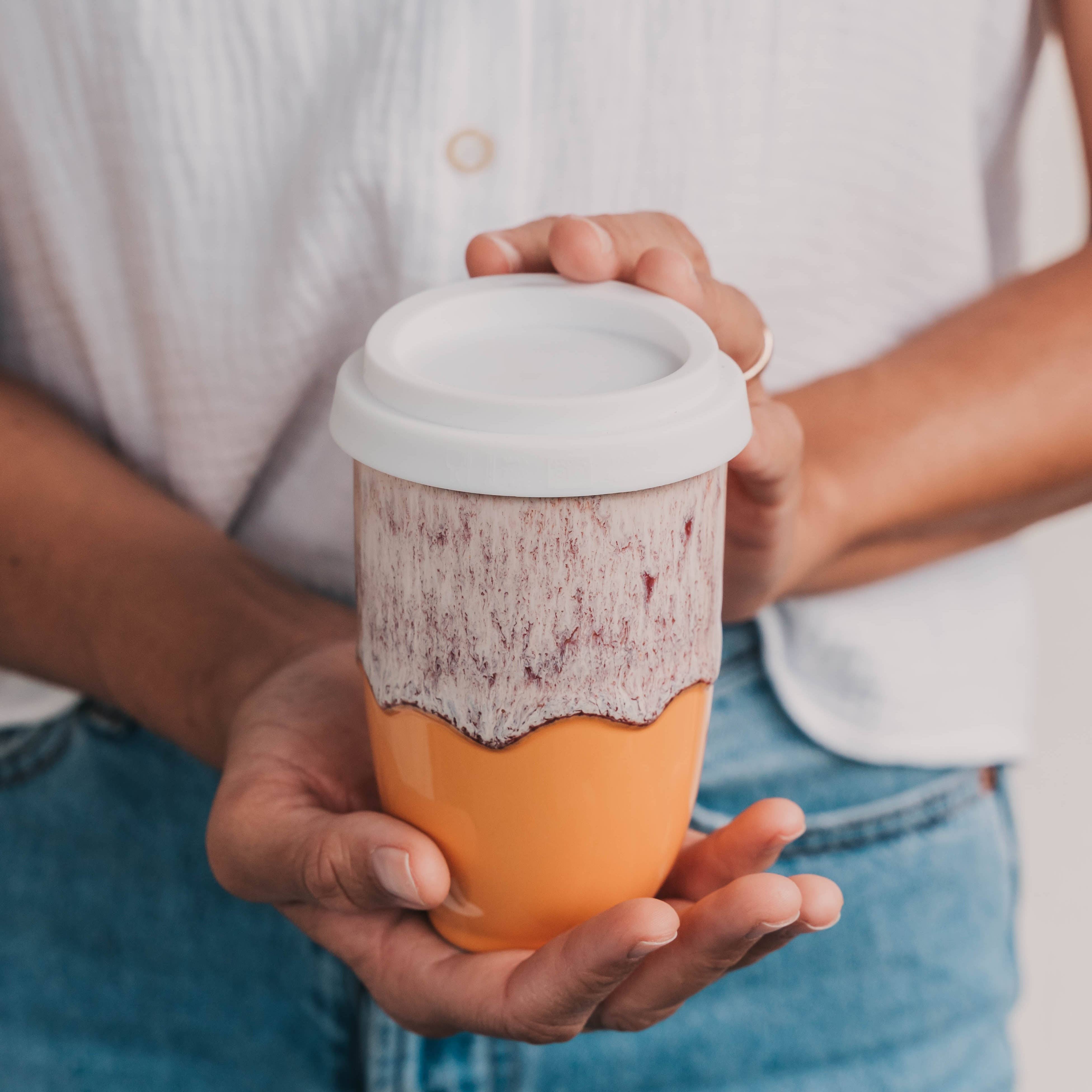 Nova Ceramics Travel Mugs - Grapefruit 12oz Ceramic Travel Mug – Reusable & Stylish