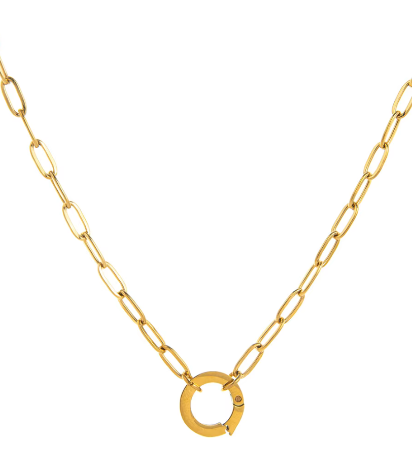 HoopLa - Full Circle Charm Collector Amulet Necklaces 18K PVD Gold 