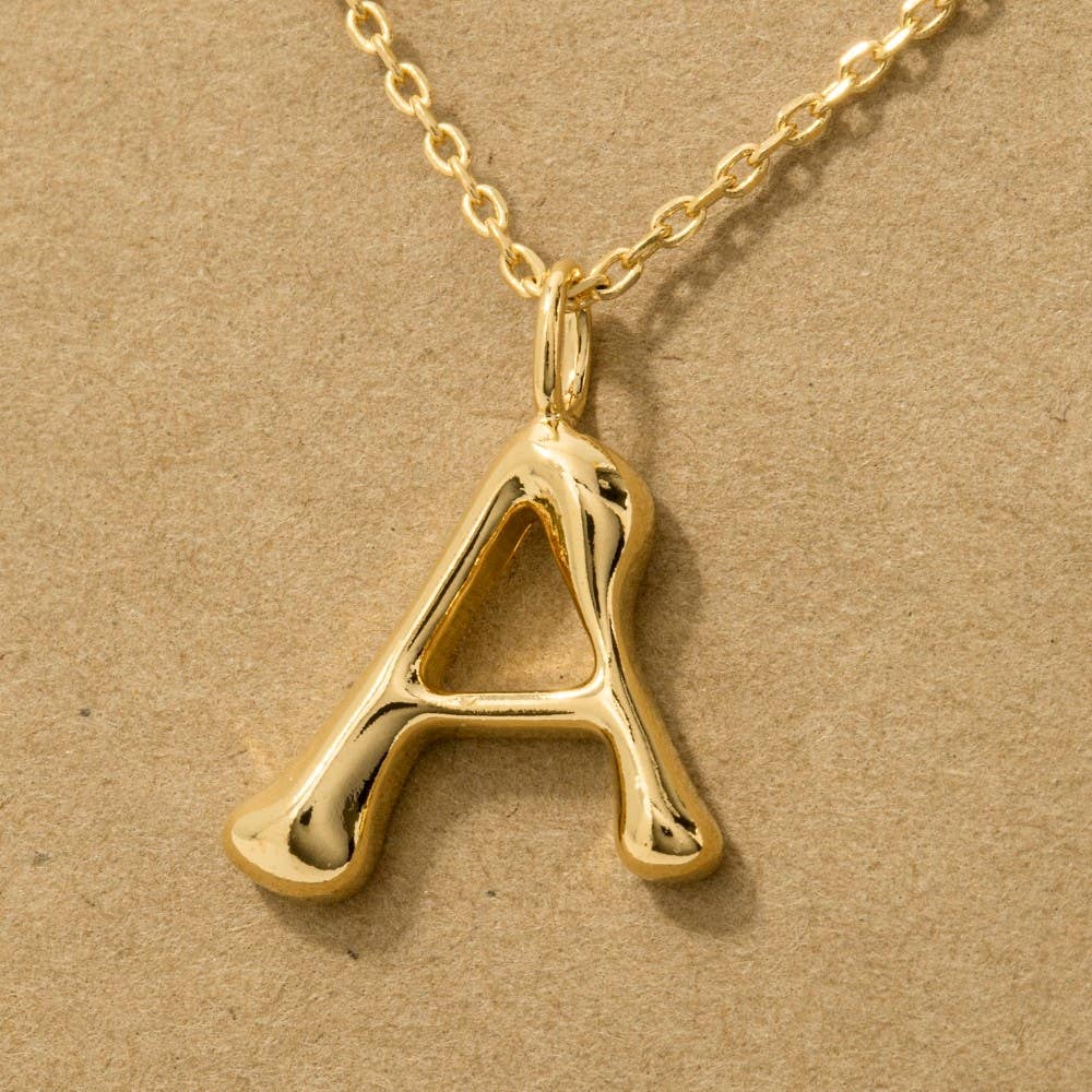 Fame Accessories - Gold Dipped Bubble Letter Pendant Necklace