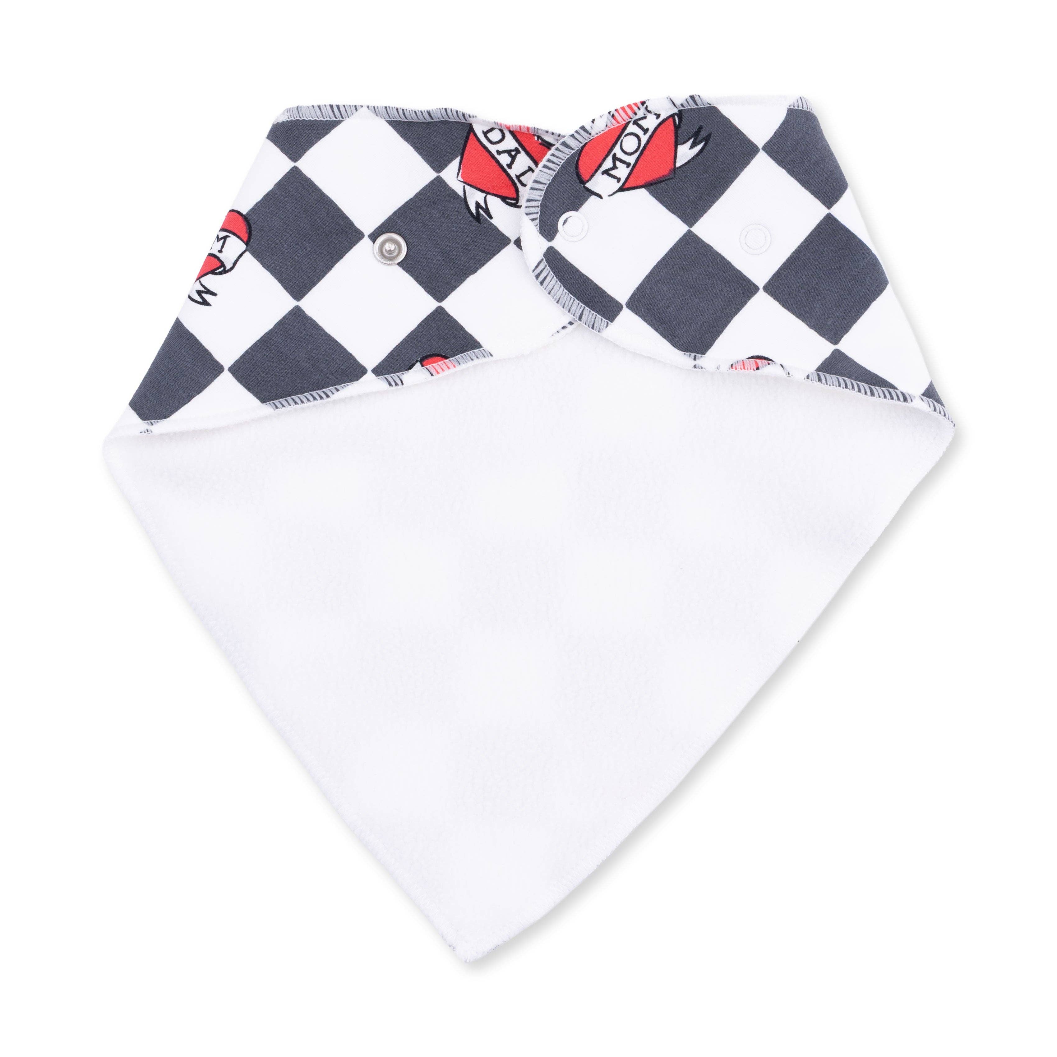 Angel Dear - Heart Tattoo Check Black - Bandana Bib