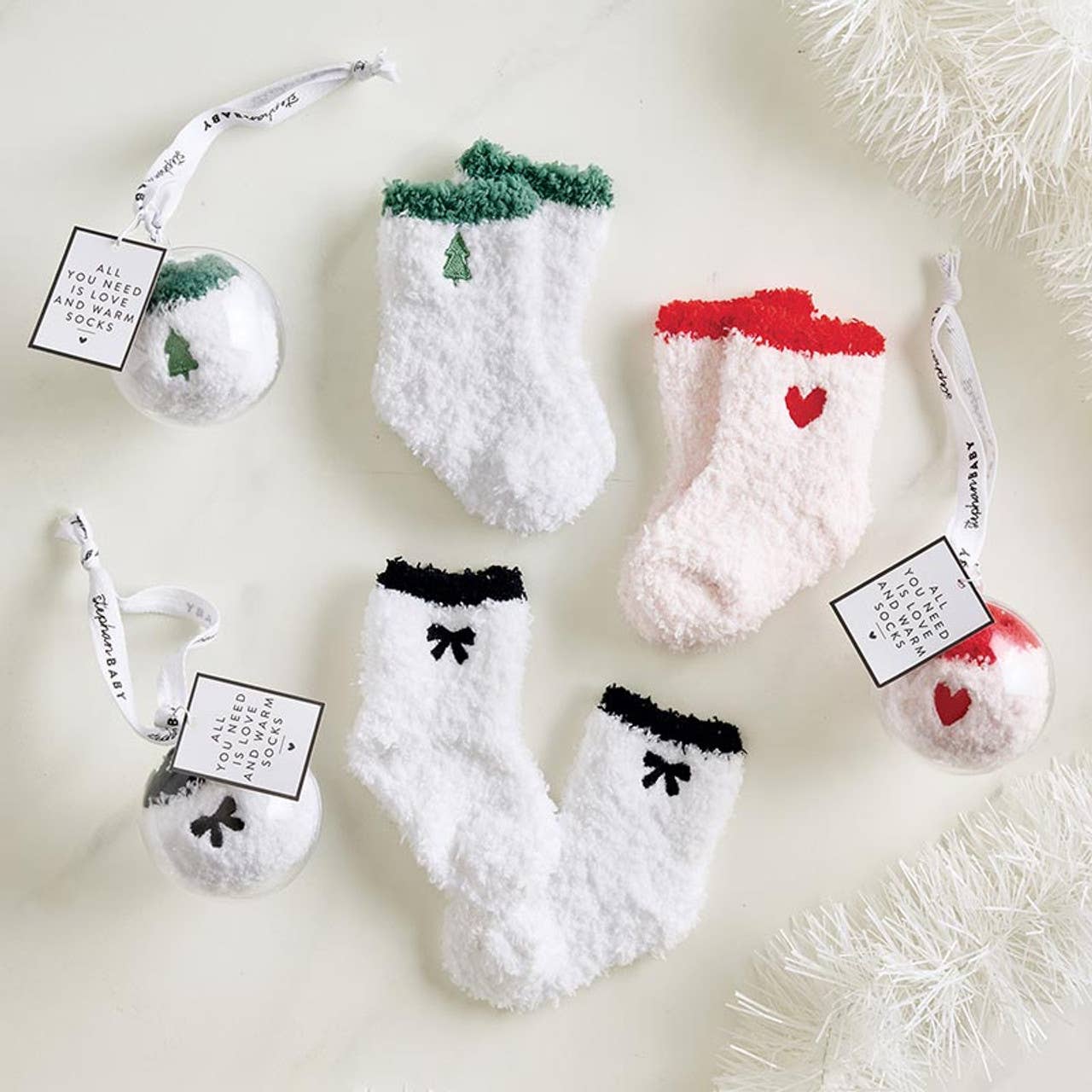 Stephan Baby by Creative Brands - Round Ornament + Pair of Socks - Heart