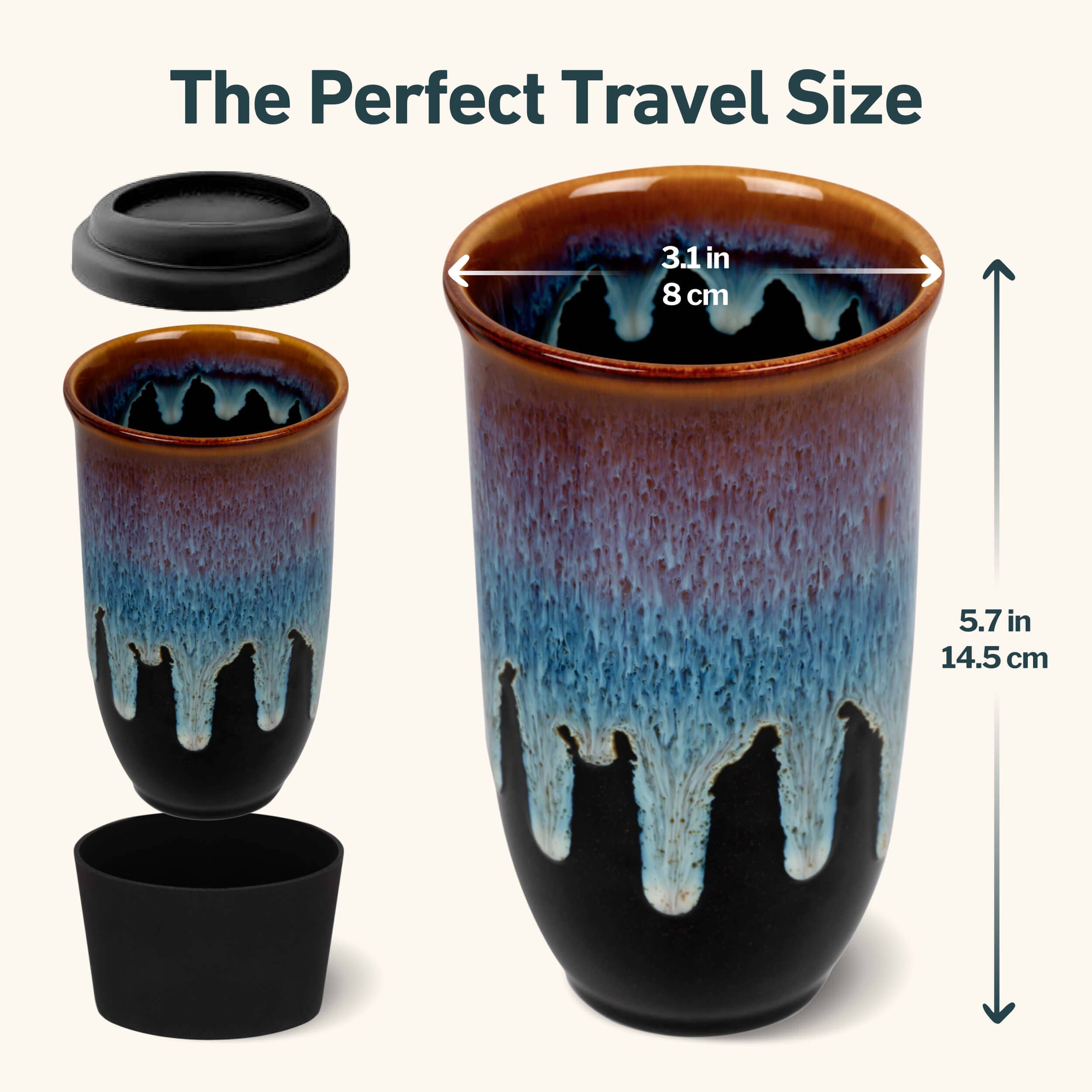 Nova Ceramics Travel Mugs - Monsoon Ceramic Travel Mug – 16oz with Lid & Sleeve