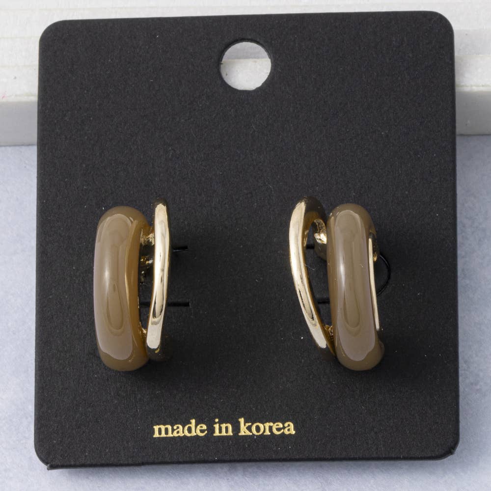 Fame Accessories - Glossy Double Arc Open Hoop Earrings