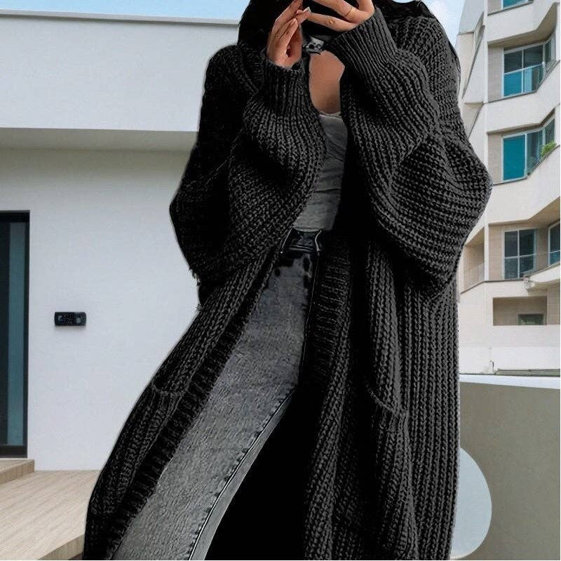 Sheer Trend - Mid-Length Solid Color Loose Cardigan Coat