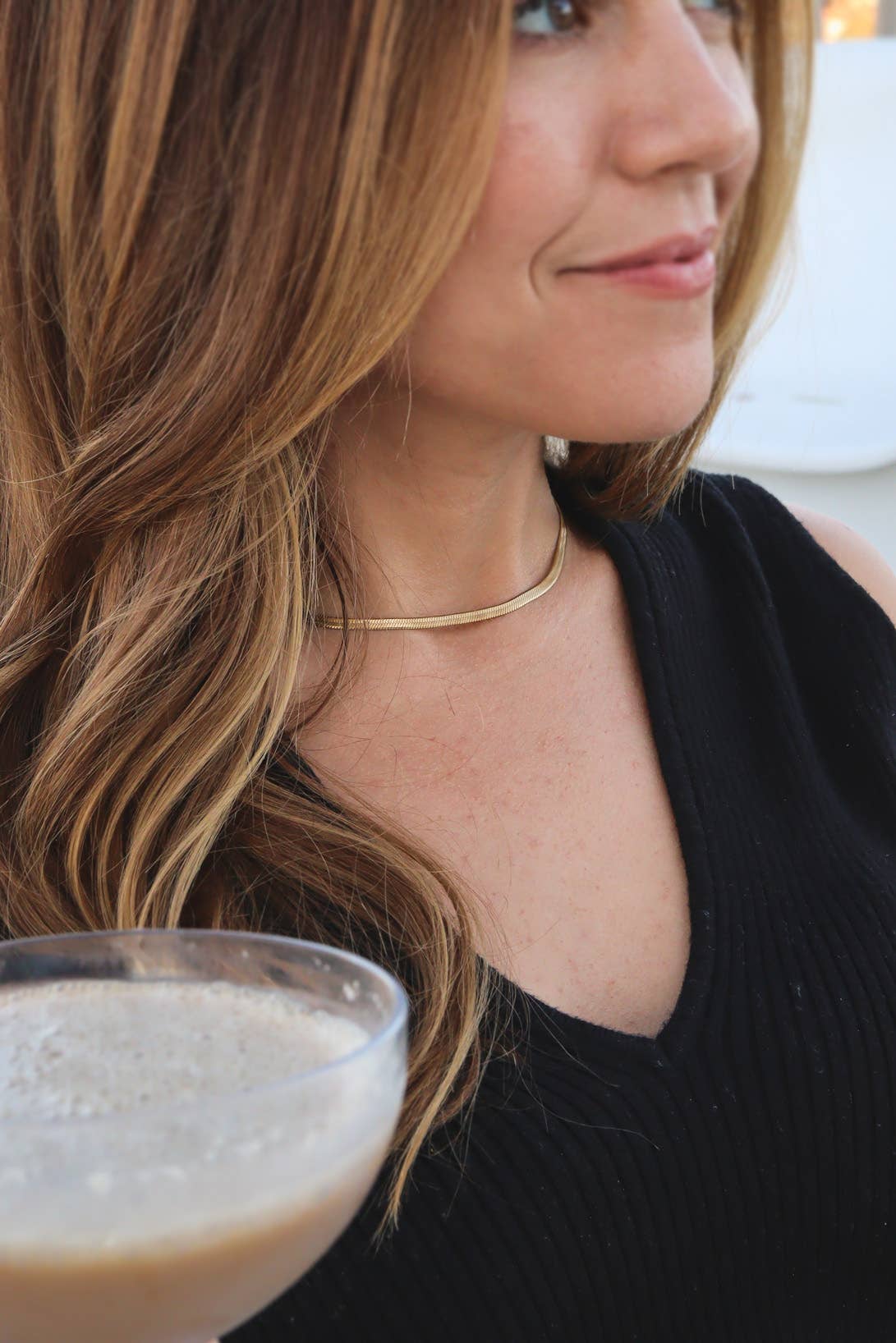 WJW - 18K Gold Stainless Steel Herringbone Chain Necklace