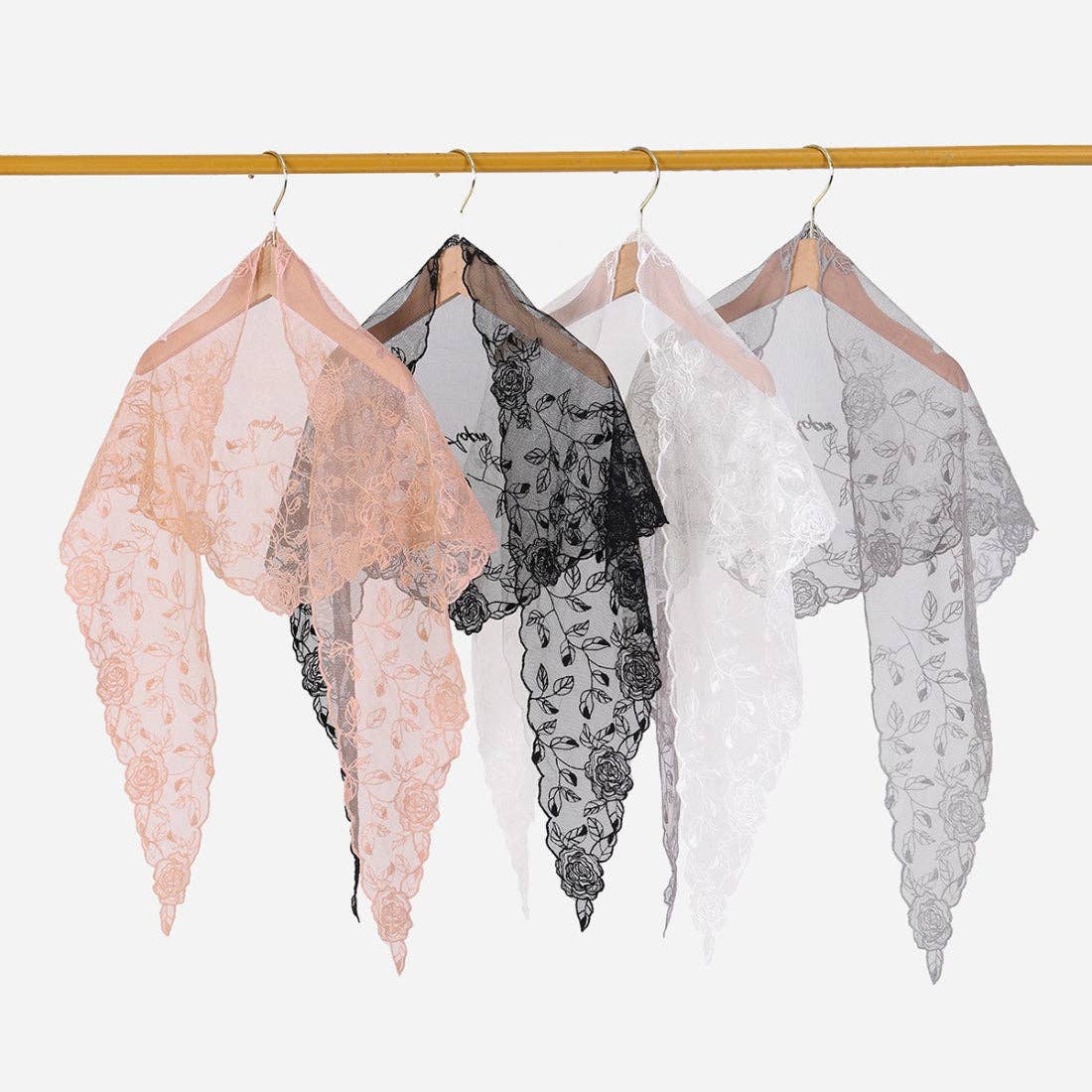 Funkyrel® Atzbranding Limited - Scarvii - Romantic Rose Mesh Triangle Scarf