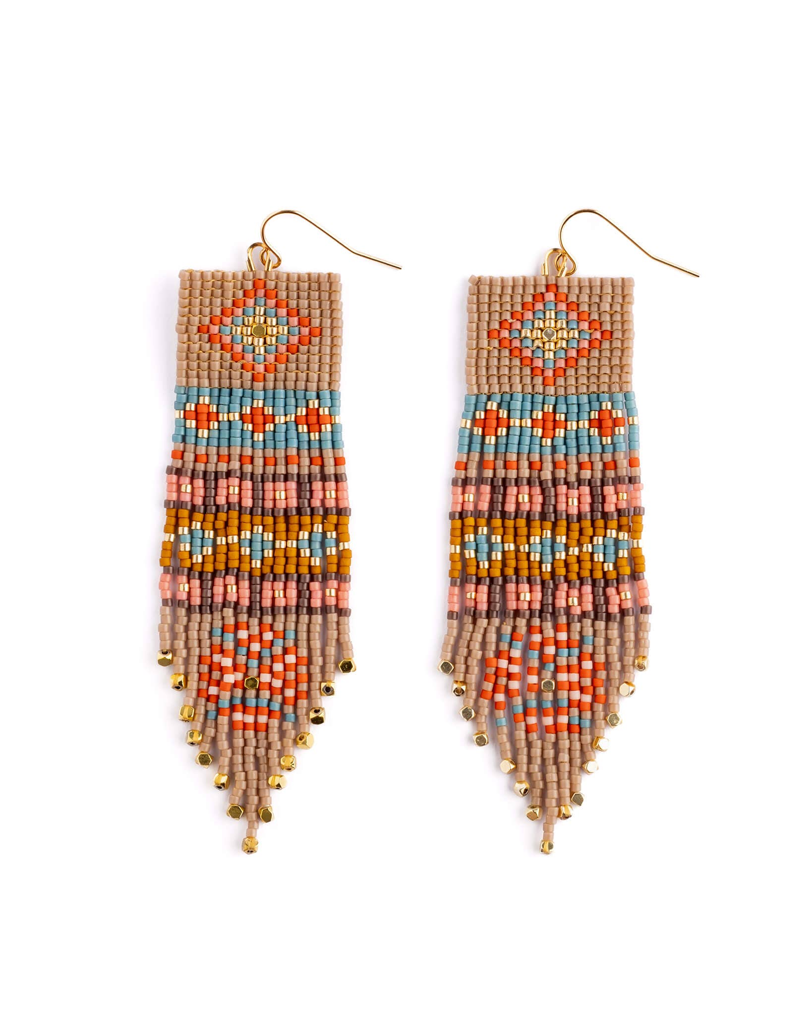 Mayana Designs Co - Beaded Handwoven Shisha Fringe Earrings (Pink)