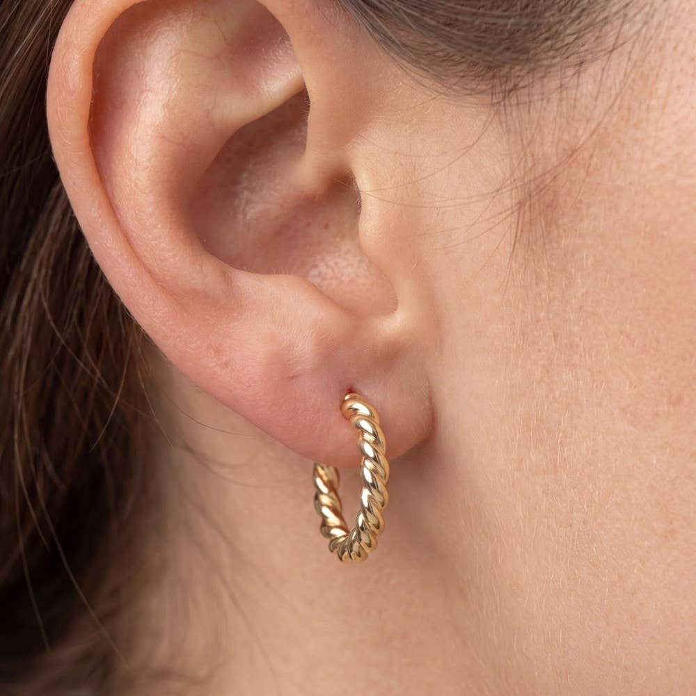 Fame Accessories - Twisted Rope Mini Huggie Hoop Earrings