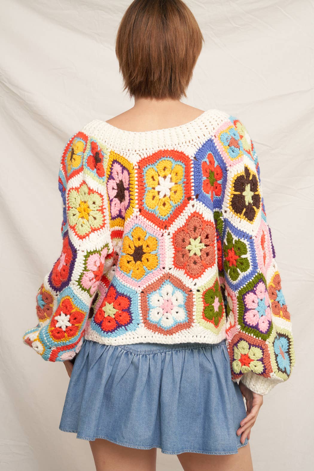 En Crème - Chunky Oversized Granny Squared Crochet Sweater