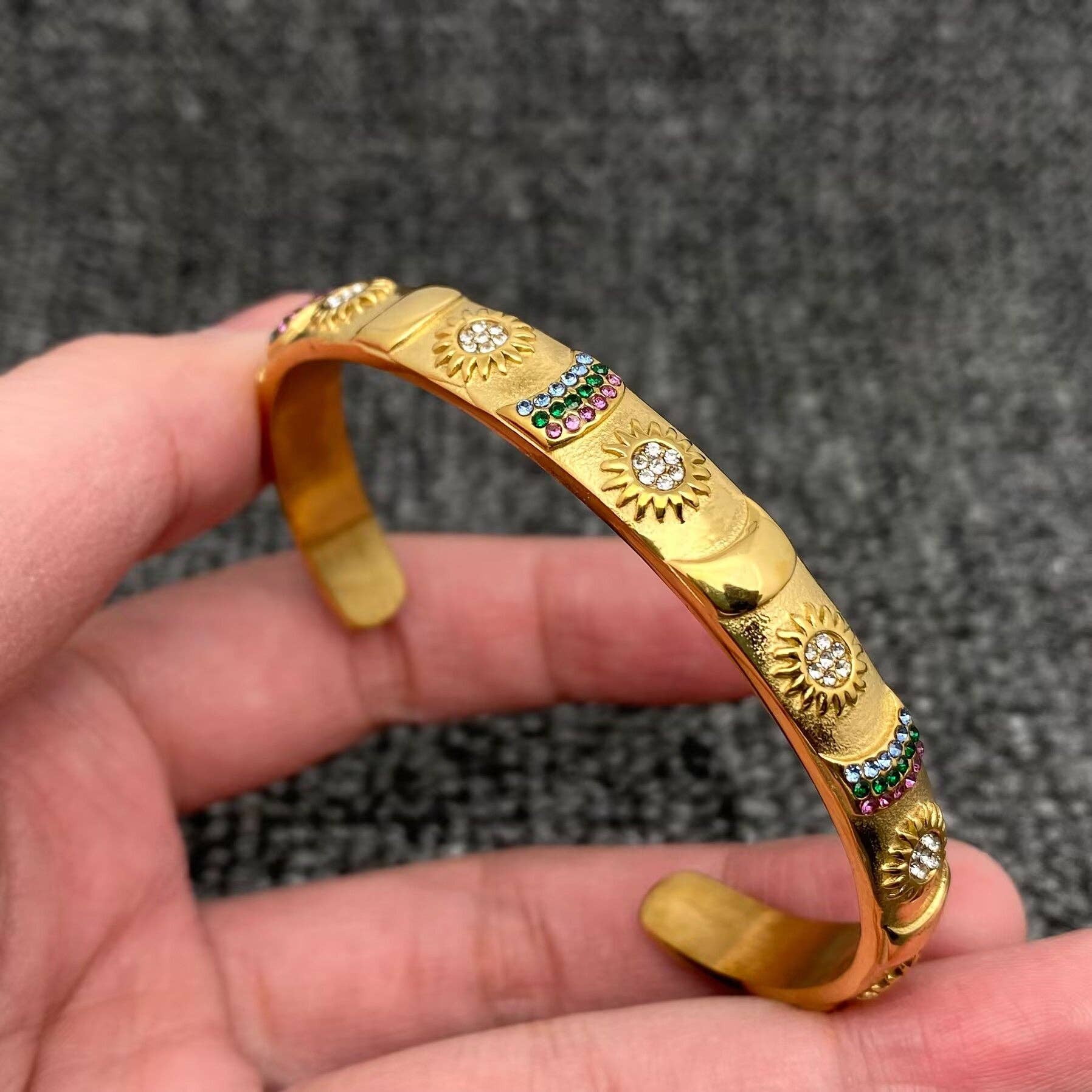 Surprise Tarot Style 18K Gold Plated S.Steel Cuff Bangle
