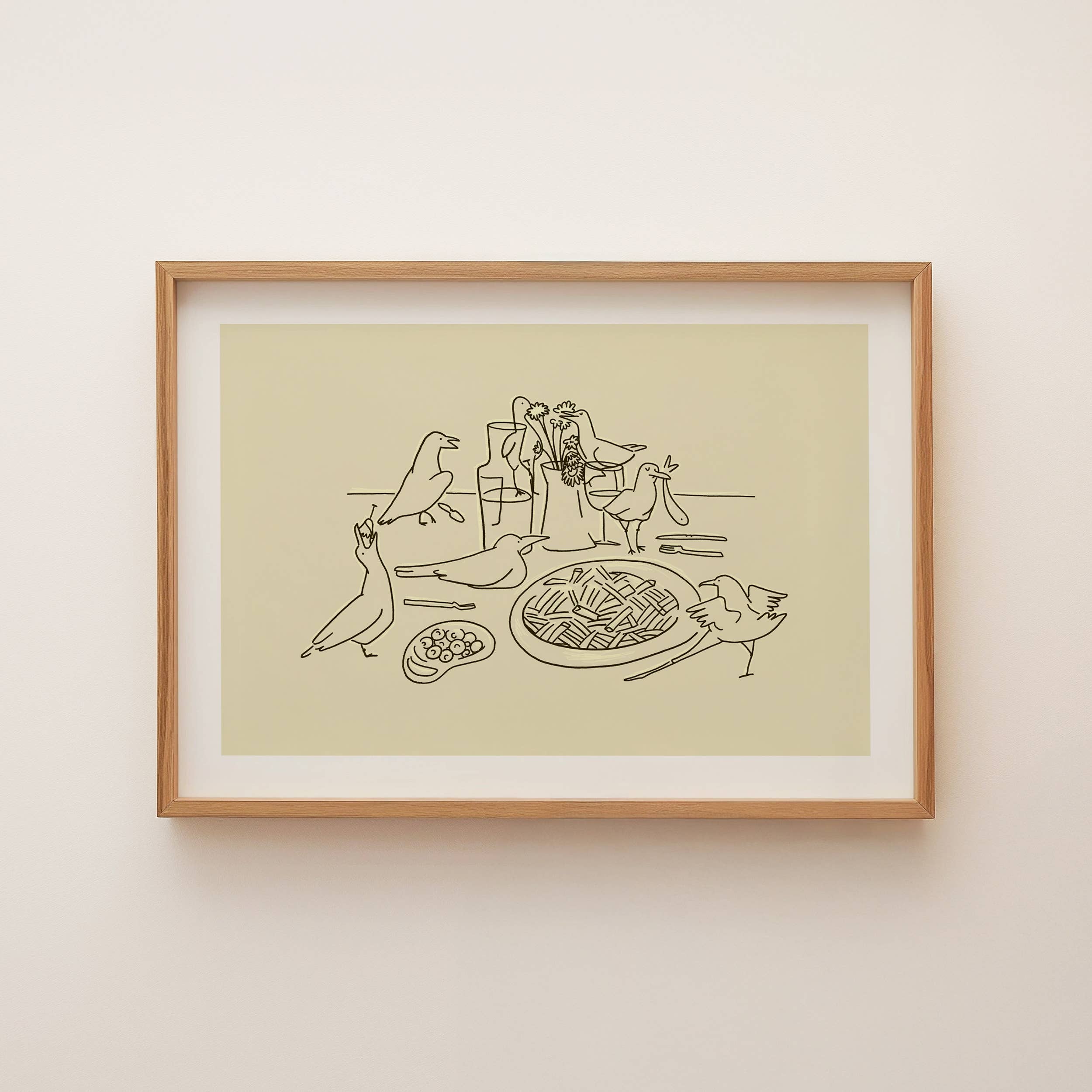 Tumbleweed Design Studio - Seagull Dinner Minimal Coastal Beach Decor Wall Art Print