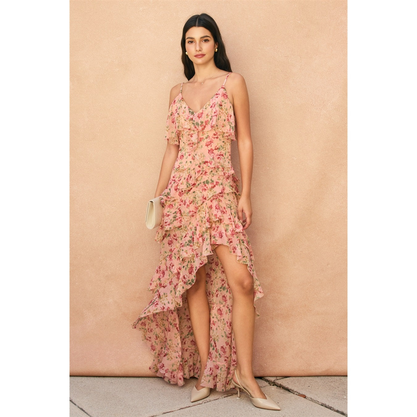 Enchanted Manor Raw Edged Asymmetrical Ruffle Dress