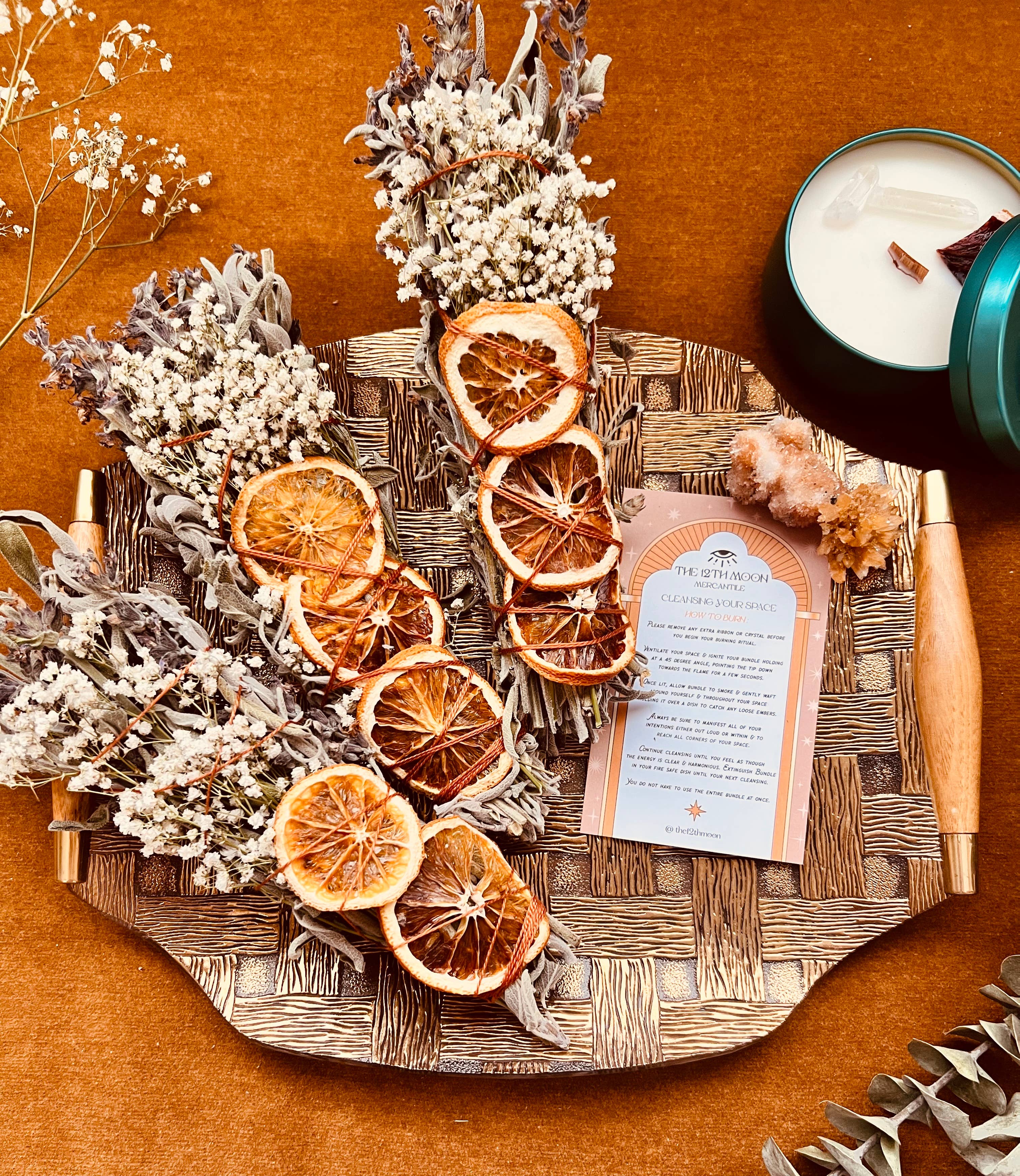 The 12th Moon - CITRUS HARVEST Sage Bundle - SEASONAL Smudge - FALL + WINTER