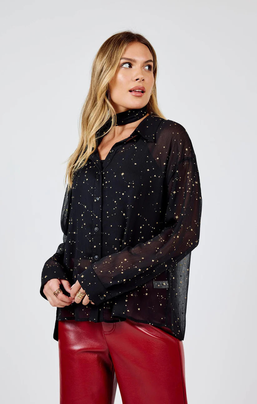 Sadie & Sage Starry Eyes Blouse w Neck Tie