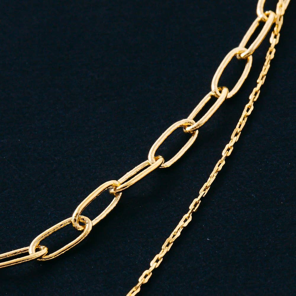 Fame Accessories - Double Layered Chain Necklace