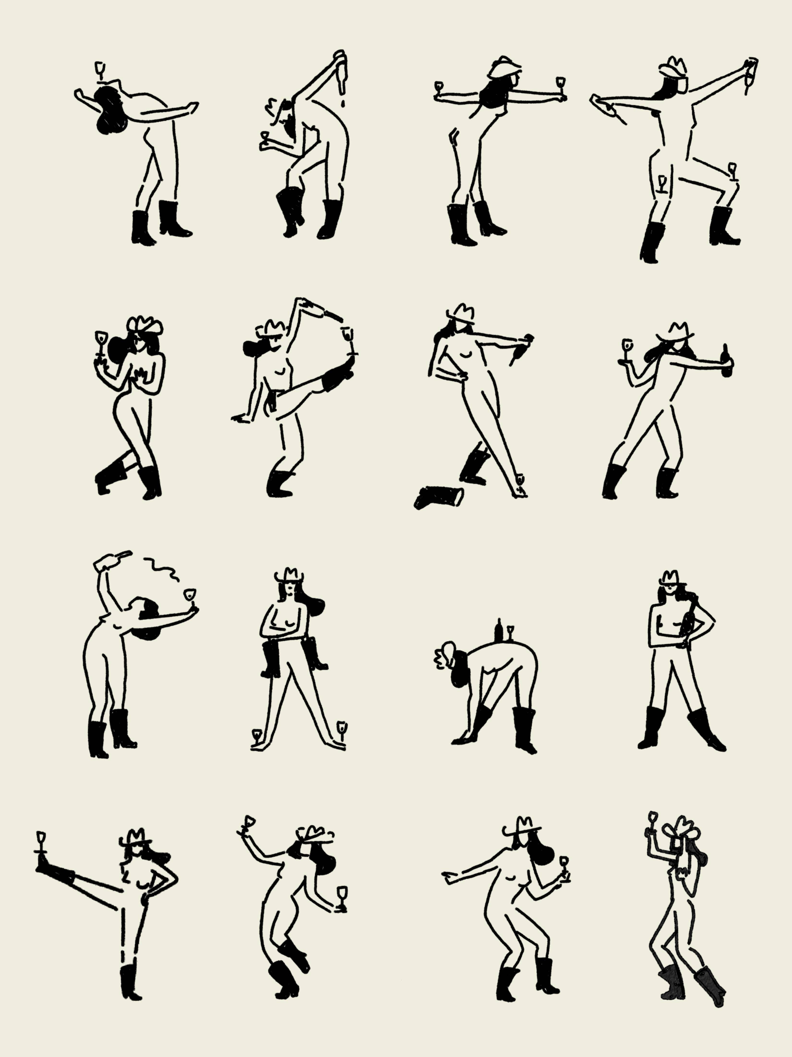 Tumbleweed Design Studio - Wine Dancing Cowgirl Minimal Western Wall Art