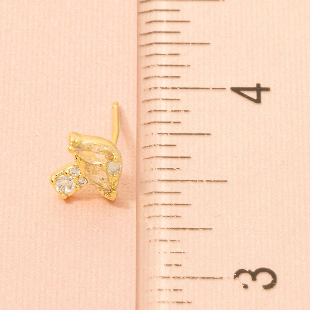 Fame Accessories - Mini Rhinestone Mushroom Stud Earrings