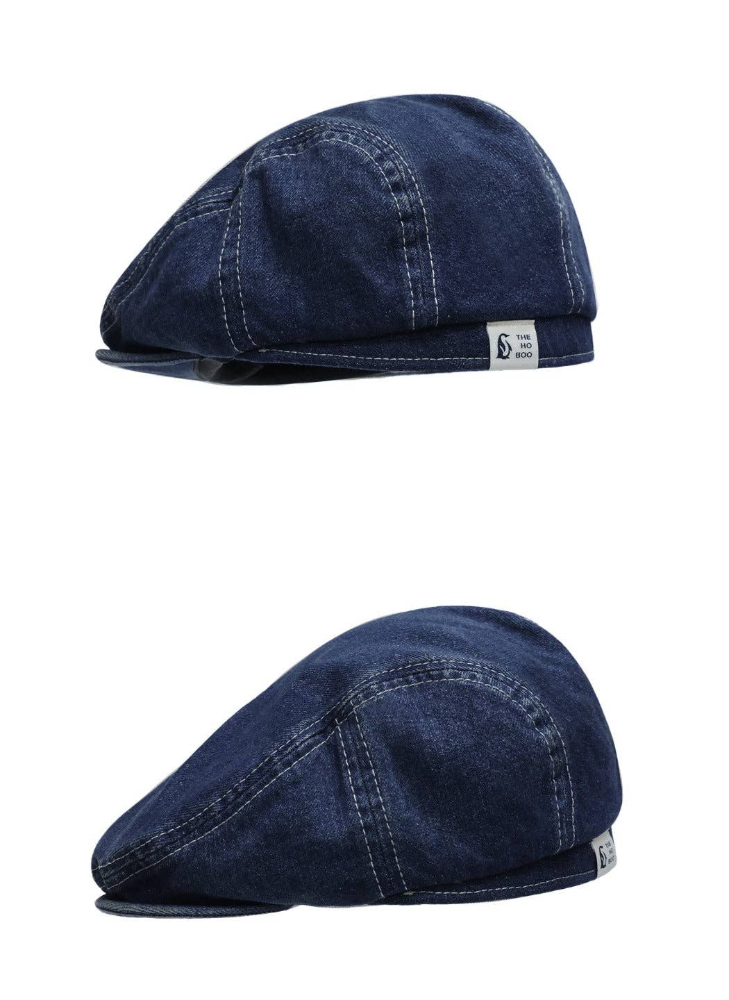Funkyrel® Atzbranding Limited - Haila – Vintage Washed Denim Tone Round‑Top Beret Hat
