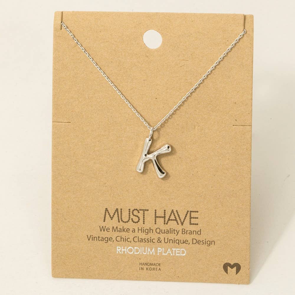 Fame Accessories - Gold Dipped Bubble Letter Pendant Necklace