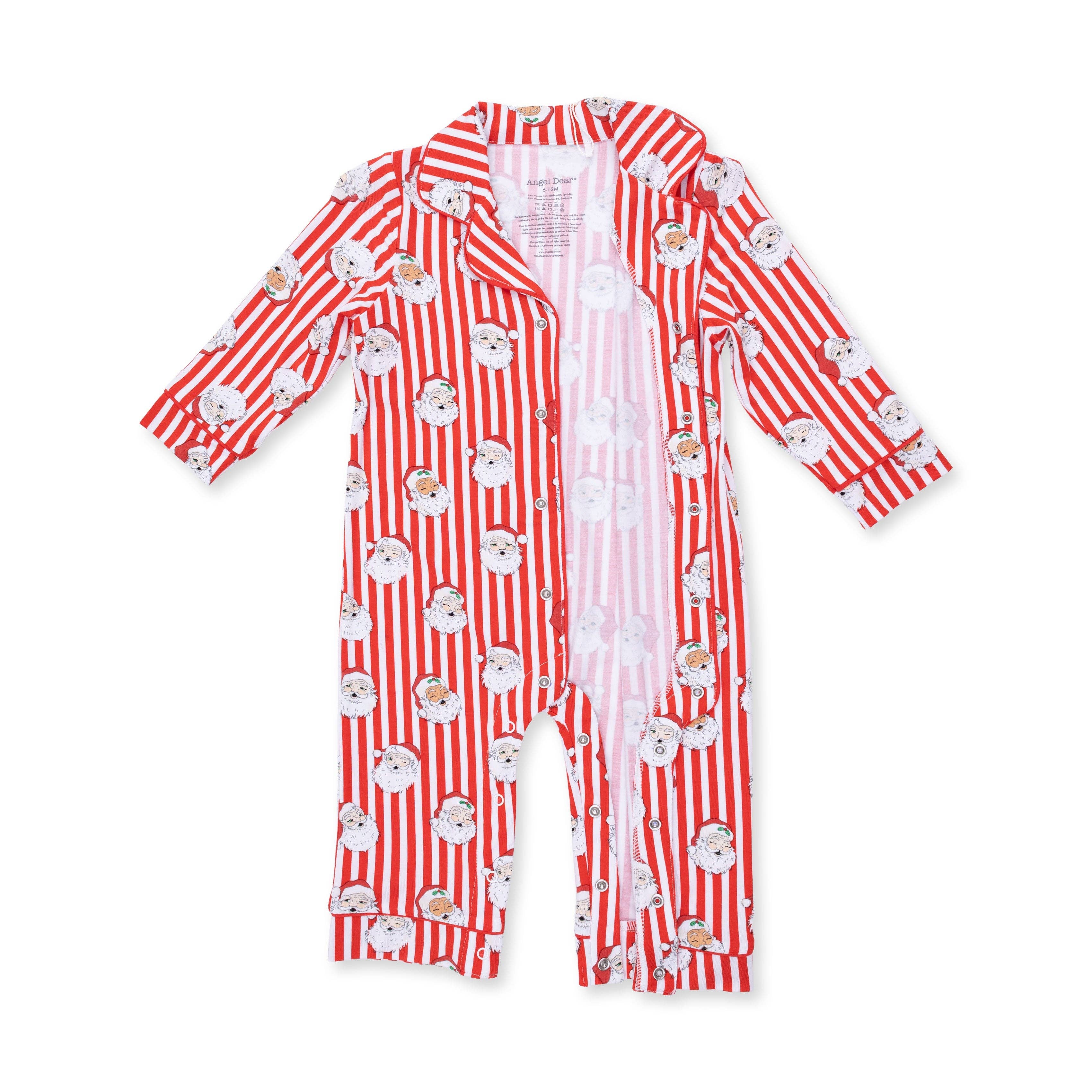 Angel Dear - Vintage Santa Stripe - Long Sleeve Coat Style Romper