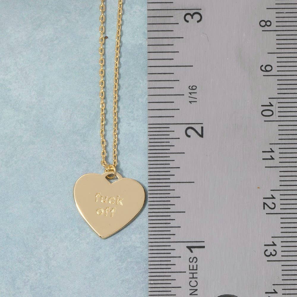 Fame Accessories - Fuck Off Heart Pendant Necklace