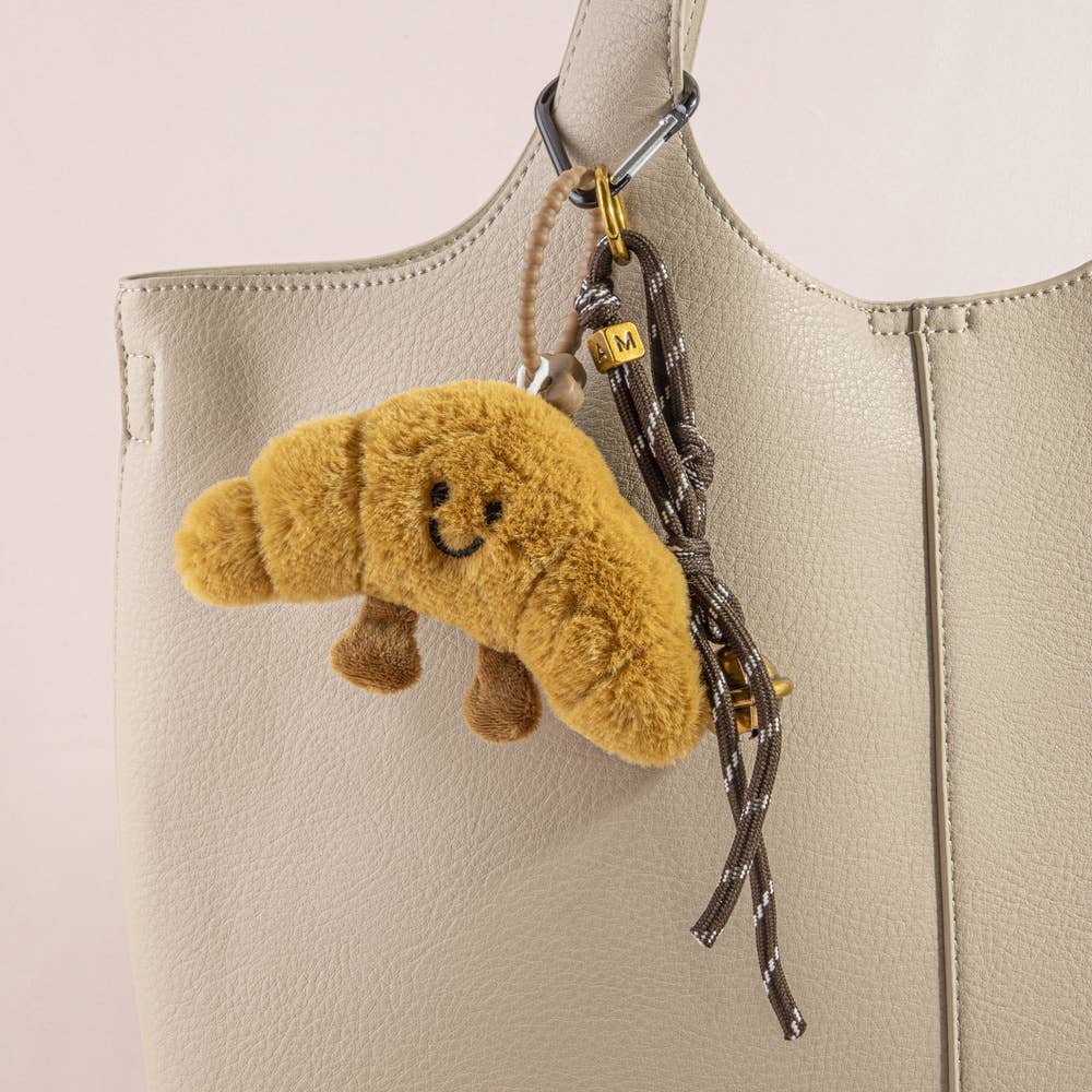 Collections by Fame Accessories - Plush Croissant Jingle Bell Bag Charm