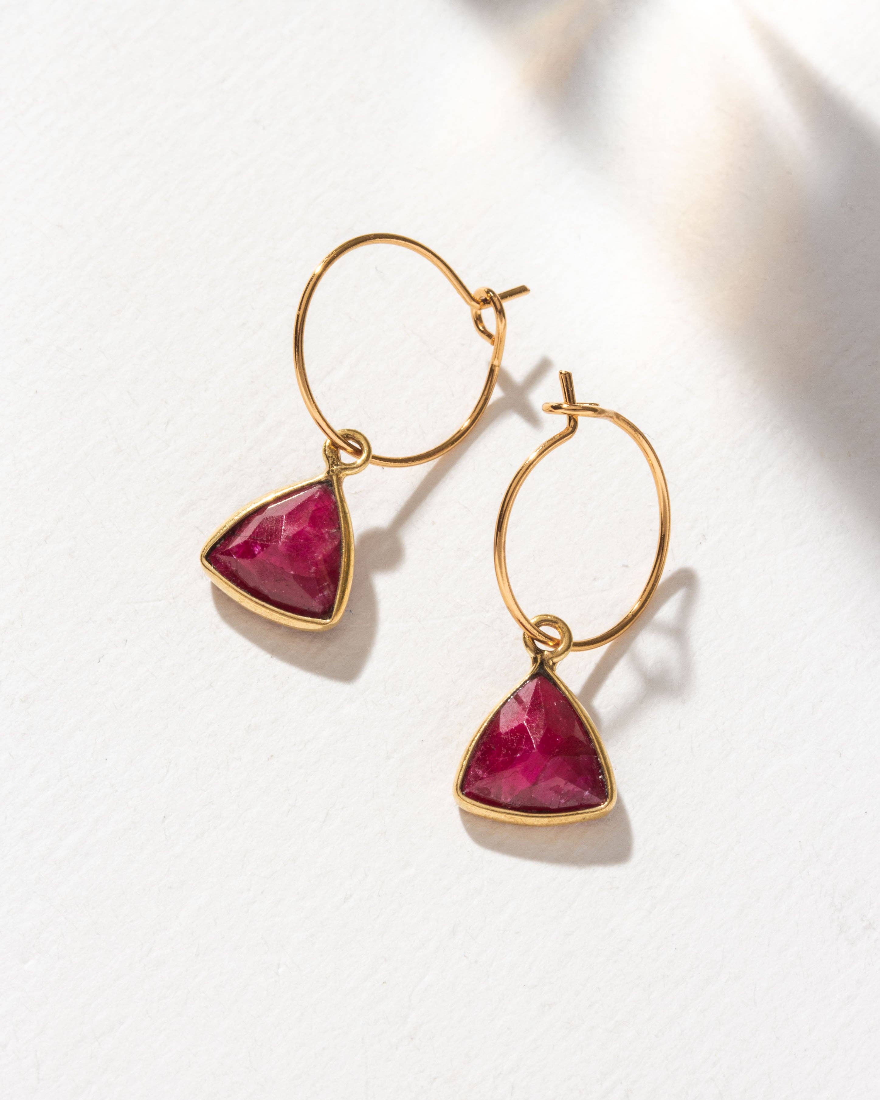Luna Norte - Bermuda Triangle Mini Hoop Earrings - Ruby
