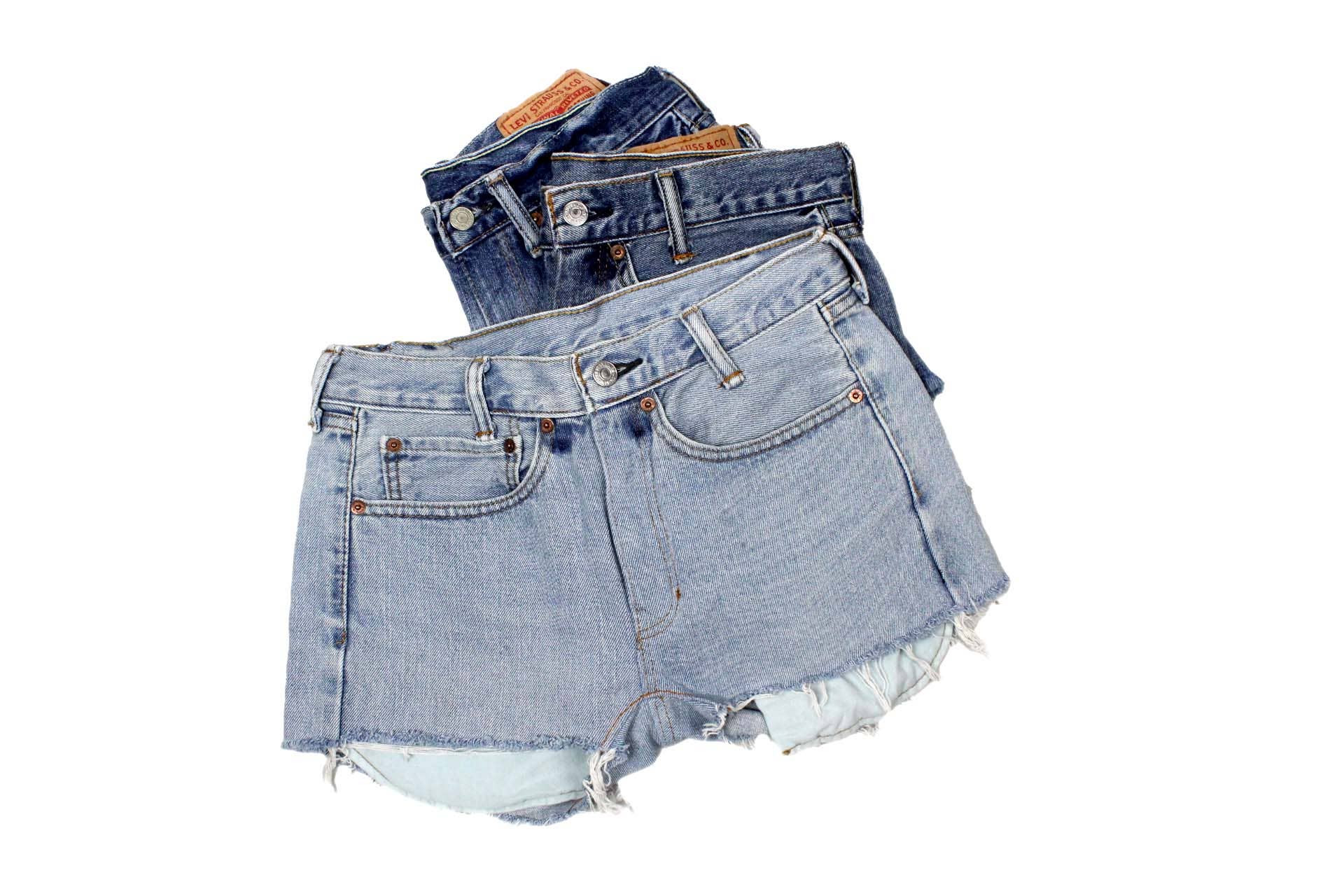Sun's Out! - Low-Rise Upcycled Denim Shorty Shorts