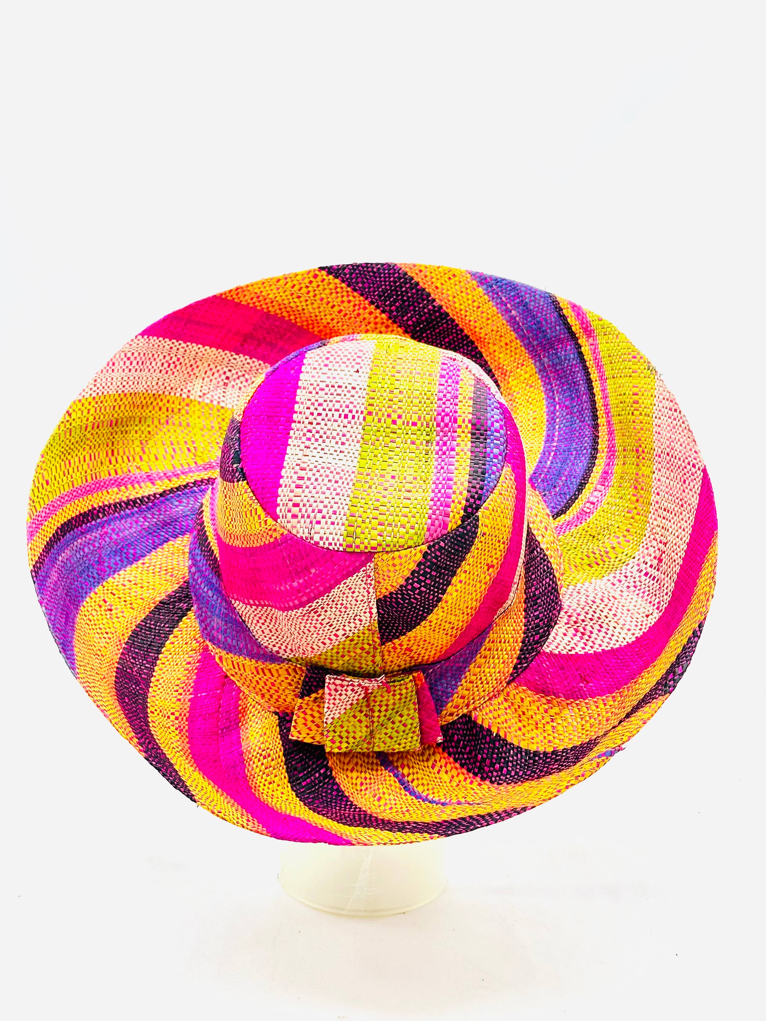 Shebobo - Sun Hats: Colored Stripes Packable 5"  Brim Raffia Straw