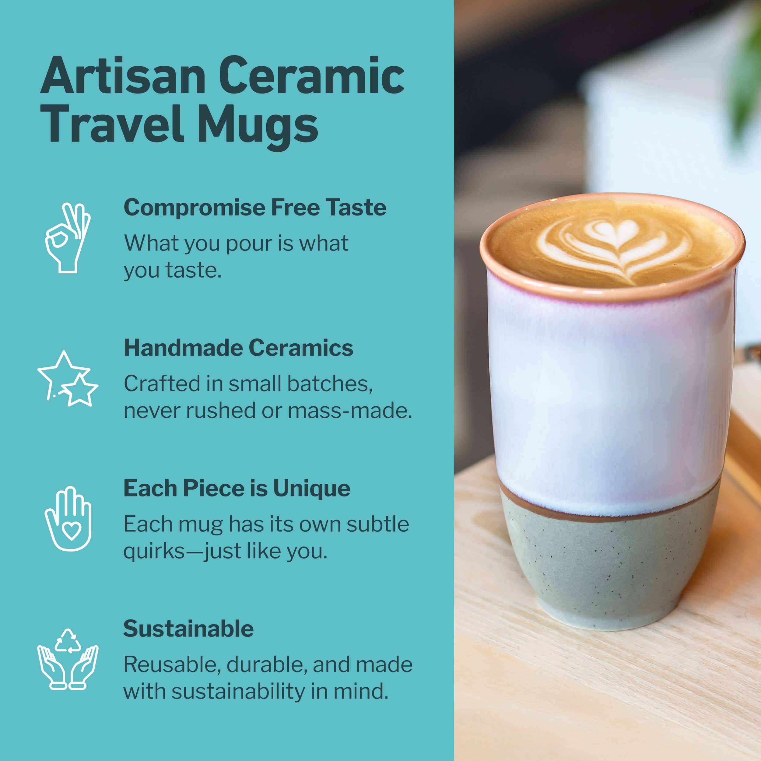 Nova Ceramics Travel Mugs - Horizon Ceramic Travel Mug – 12oz with Lid & Sleeve