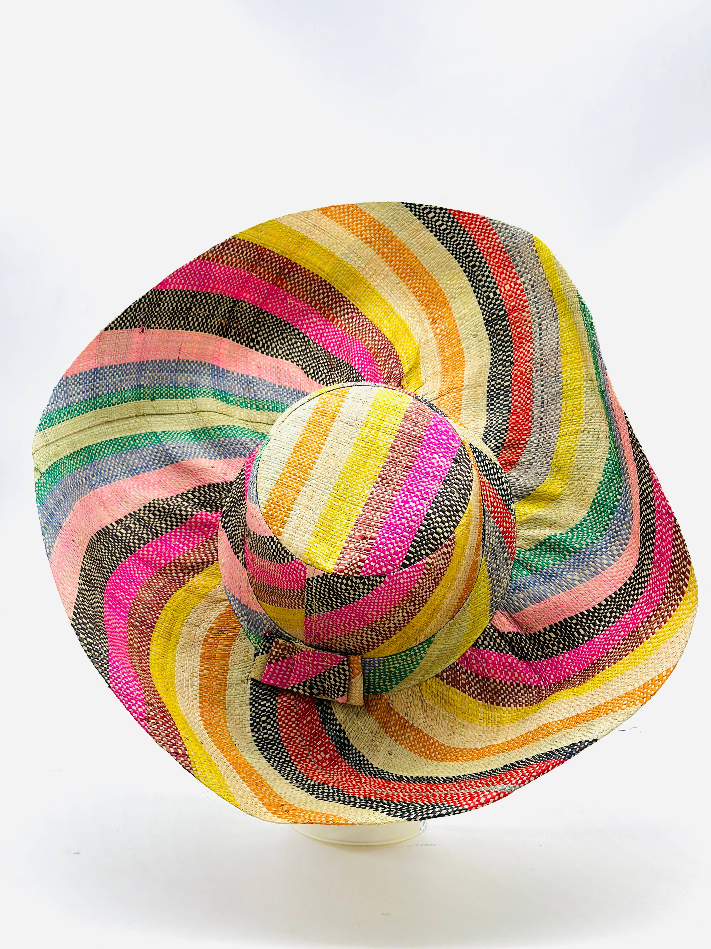 Shebobo - Sun Hats: Colored Stripes Packable 5"  Brim Raffia Straw