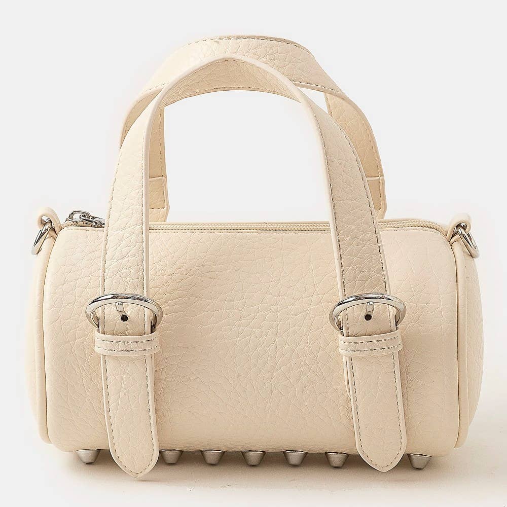 Leather Buckle Strap Cylinder Hand Bag