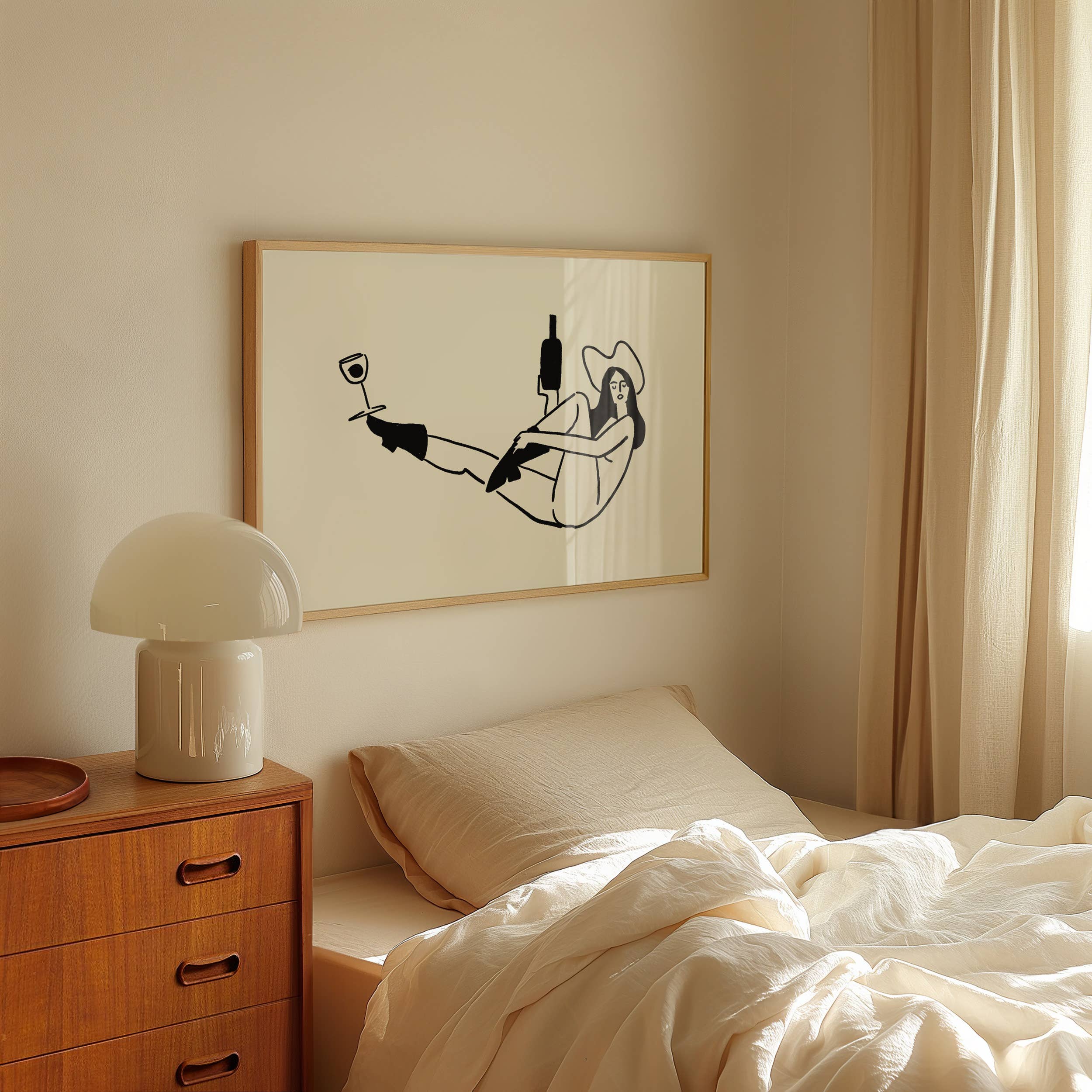 Tumbleweed Design Studio - Balance Yoga & Wine Cowgirl Minimal Western Wall Art Print