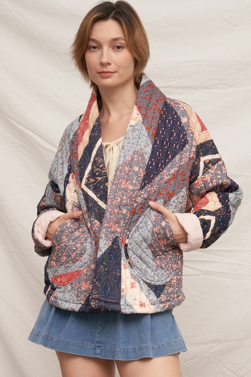 En Crème - Multi Print Quilted Jacket