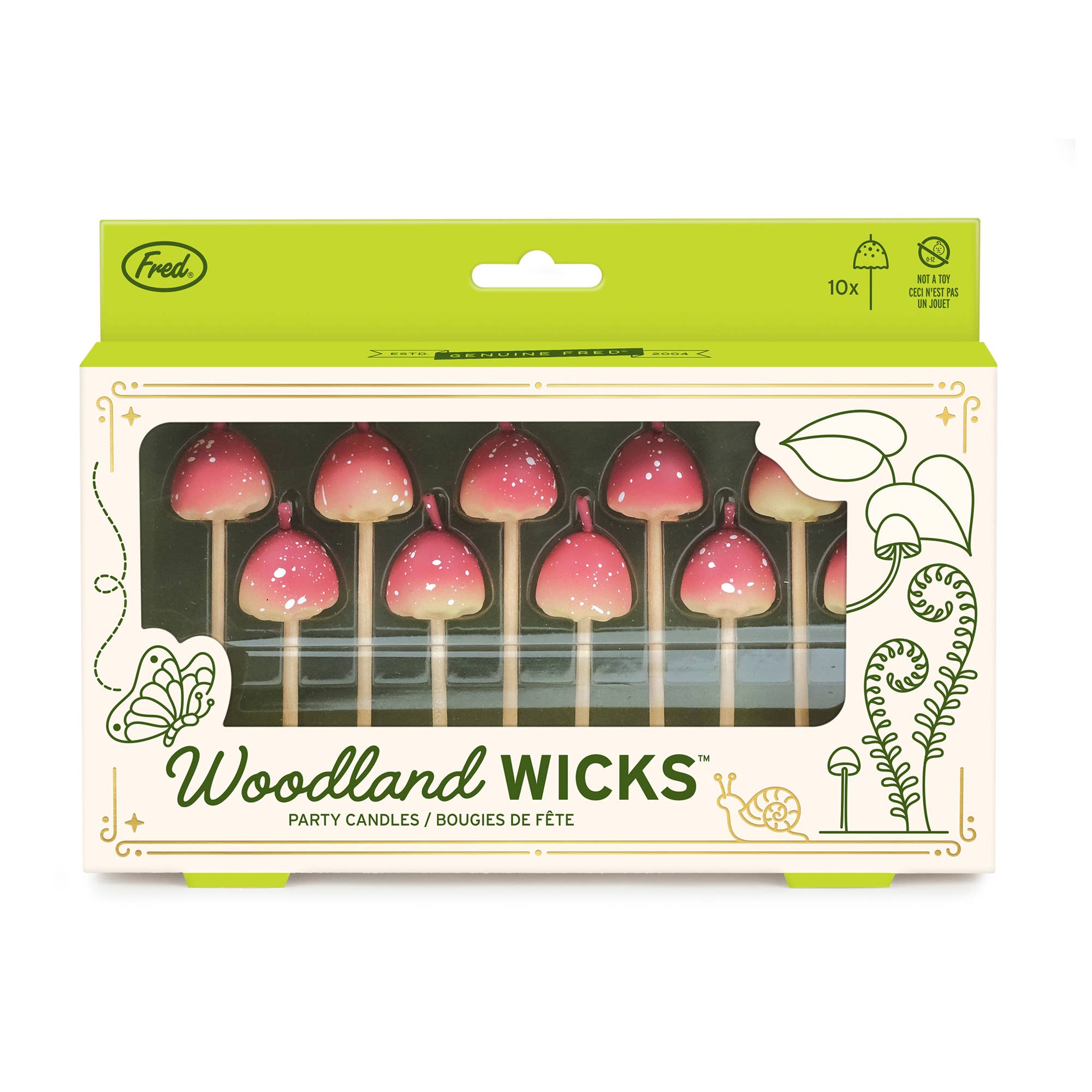 Fred & Friends - Woodland Wicks - Mushroom Birthday Candles - Set of 10