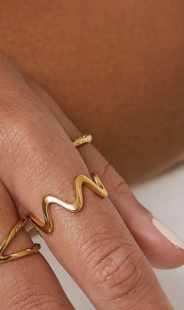 HoopLa - Zig Zag - Wave Stacking Steel 114K Band Ring