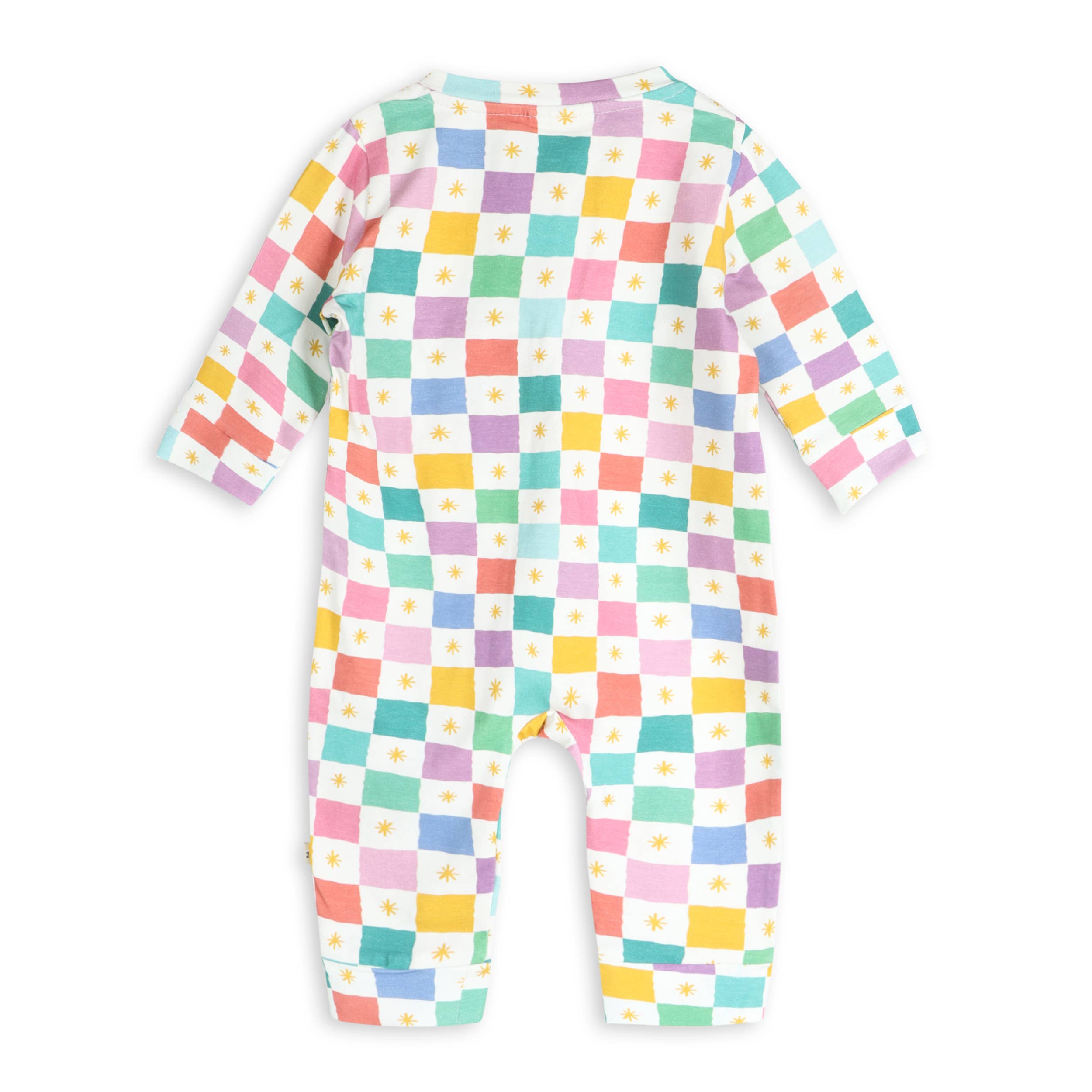 Viverano Organics - Colorful Checks Ruffle Baby Zip Jumpsuit (Organic Jersey)