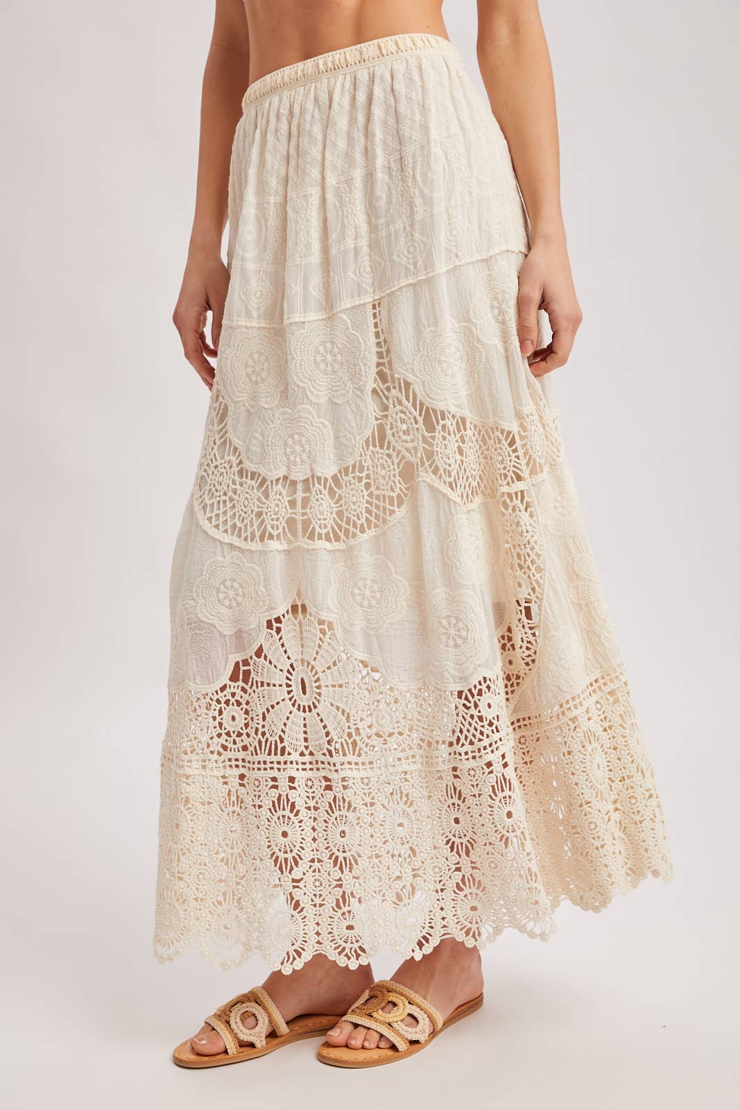 Bluivy - BOHO SHEER LACE MAXI SKIRT WITH LINING